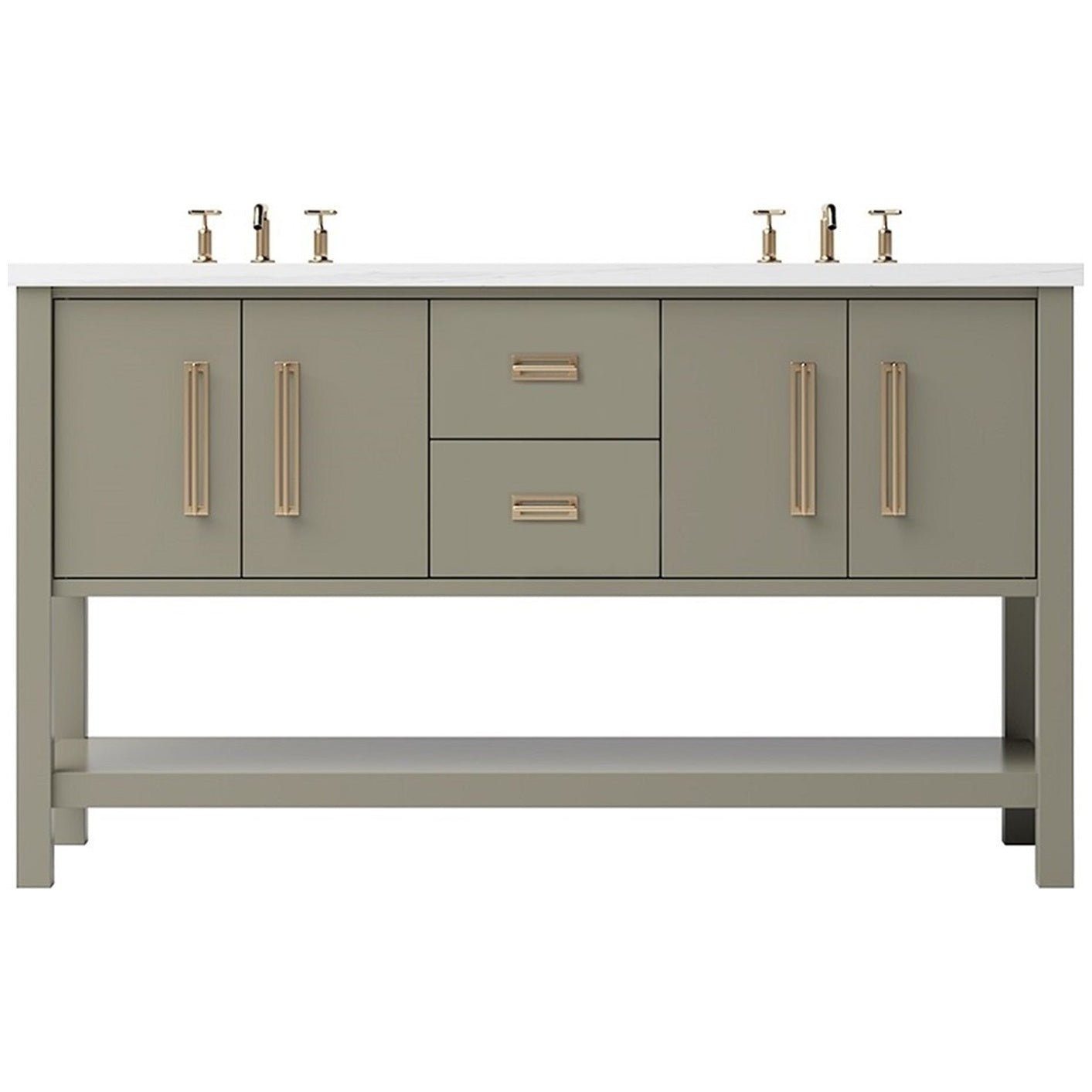Vanderloc Kiawah Double Bath Vanity – 60" – French Olive – Satin Gold