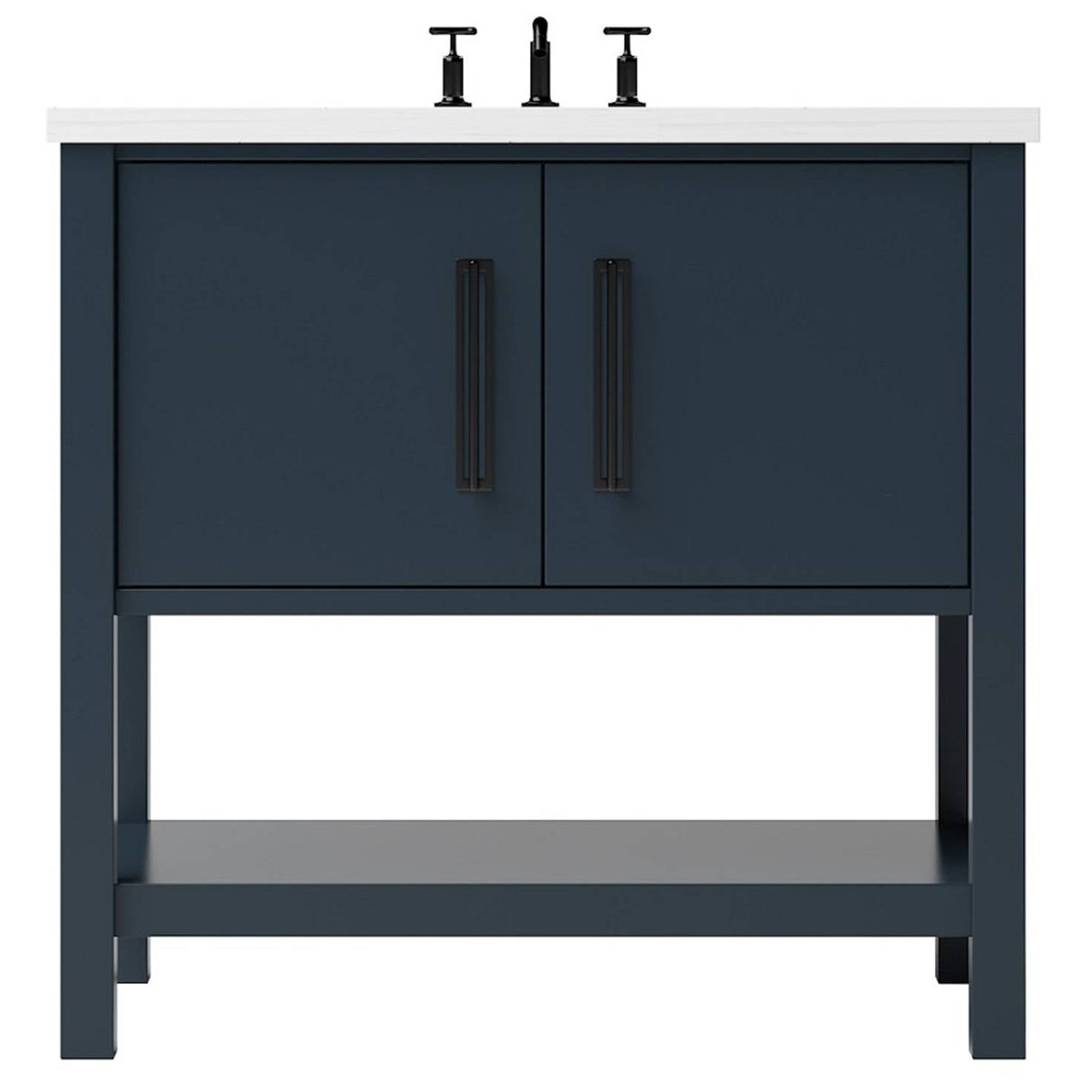 Vanderloc Kiawah Single Bath Vanity - 30&quot; - Hague Blue - Matte Black - KWS1 - 30.hb.mb