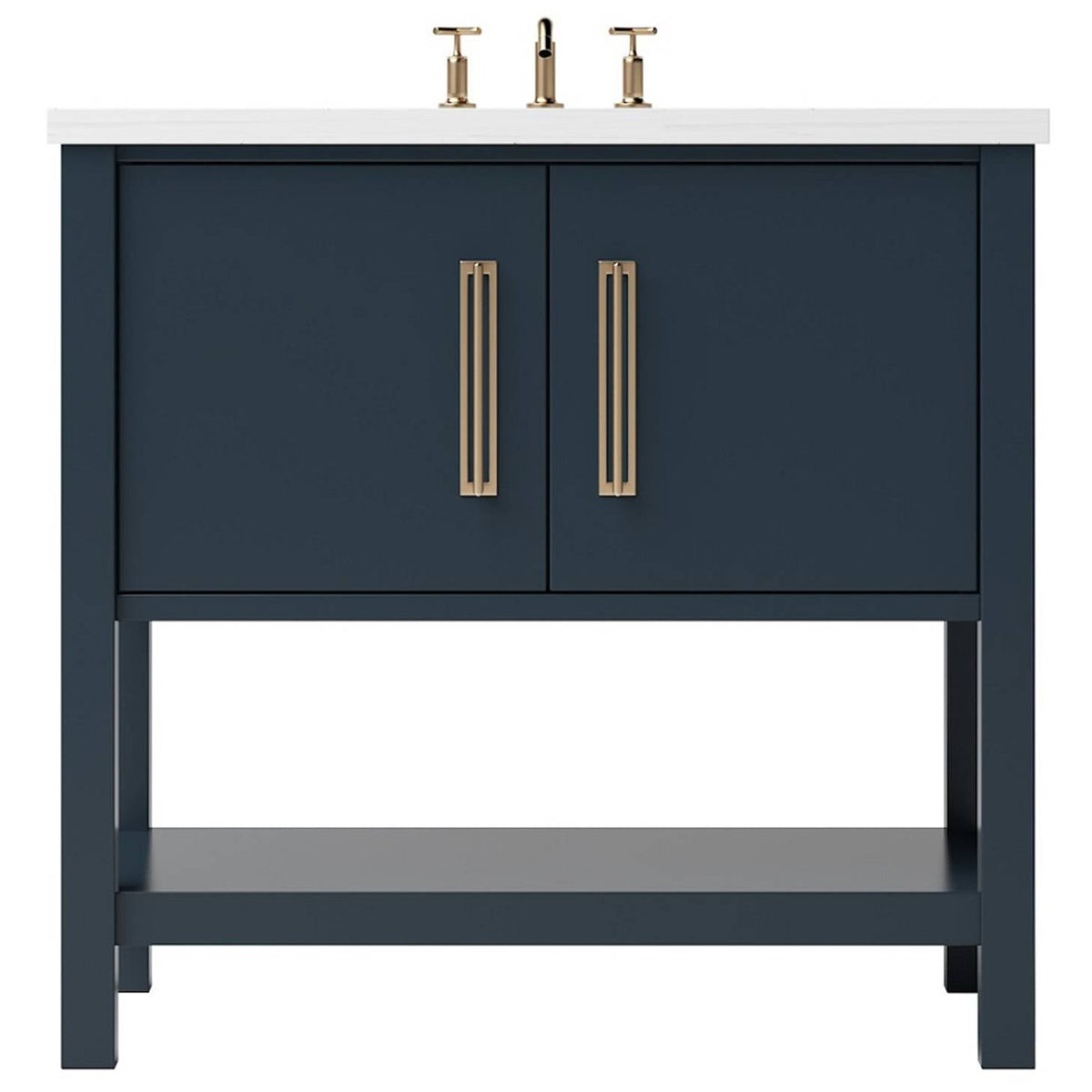 Vanderloc Kiawah Single Bath Vanity - 30&quot; - Hague Blue - Satin Gold - KWS1 - 30.hb.sg