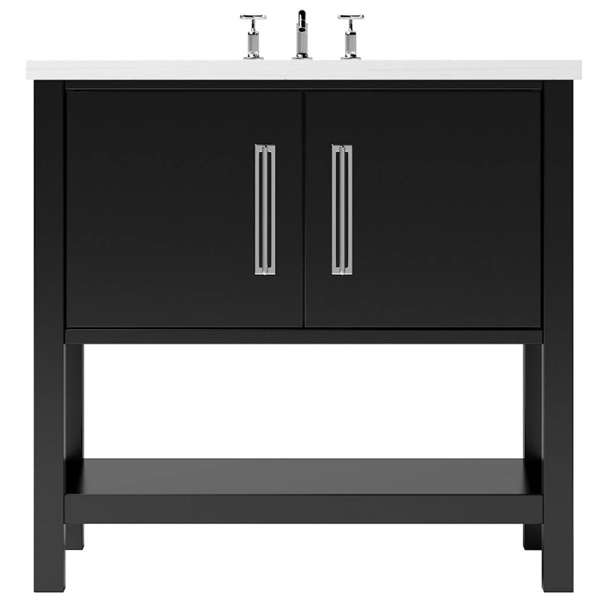 Vanderloc Kiawah Single Bath Vanity - 30&quot; - Noir - Polished Chrome - KWS1 - 30.no.ch
