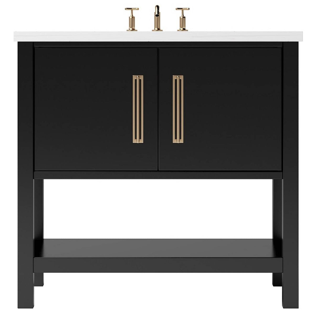 Vanderloc Kiawah Single Bath Vanity - 30&quot; - Noir - Satin Gold - KWS1 - 30.no.sg