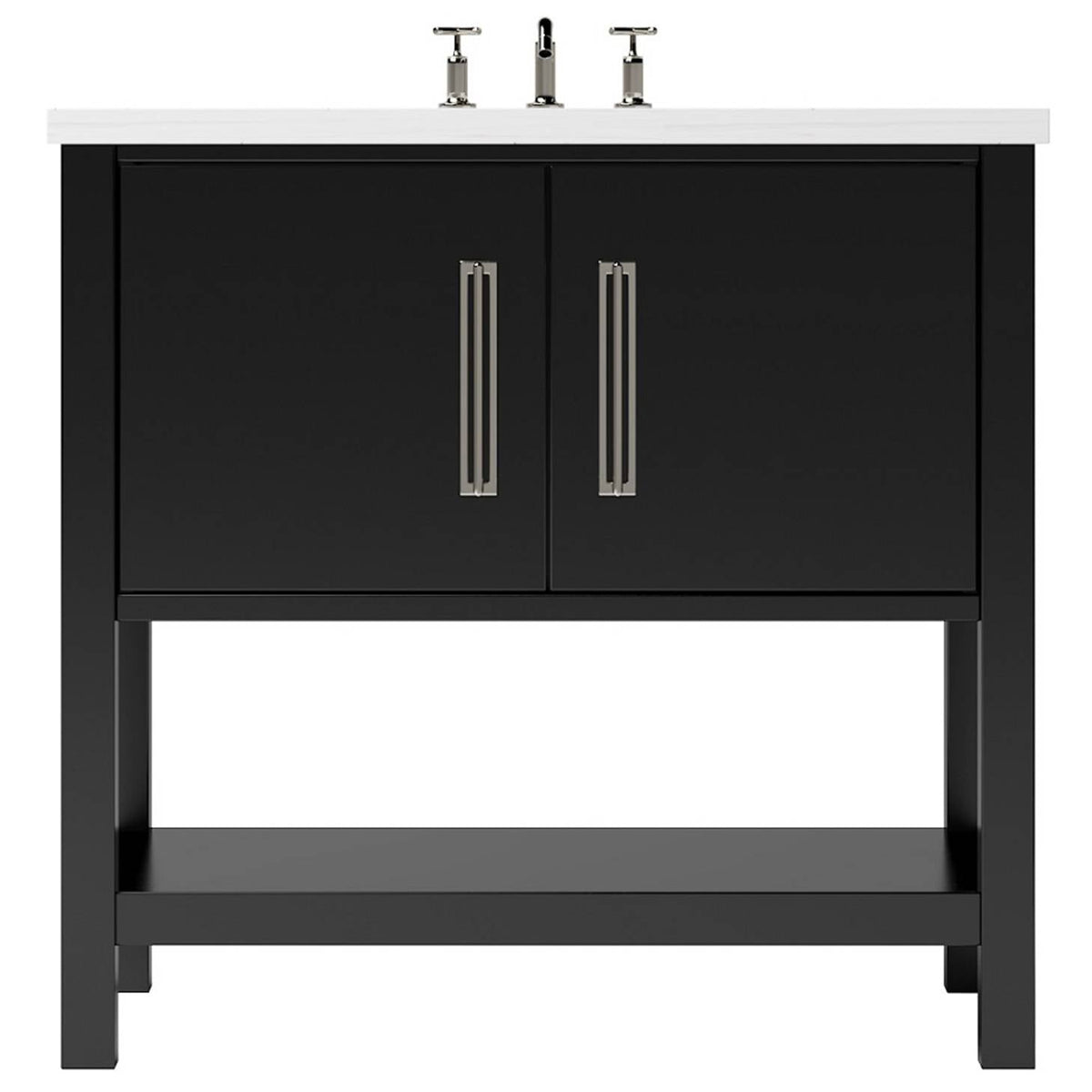 Vanderloc Kiawah Single Bath Vanity - 30&quot; - Noir - Satin Nickel - KWS1 - 30.no.sn