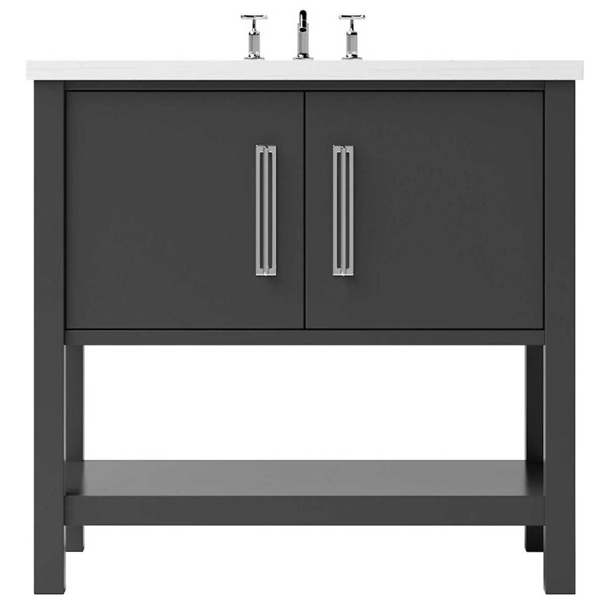 Vanderloc Kiawah Single Bath Vanity - 30&quot; - Off Black - Polished Chrome - KWS1 - 30.ob.ch