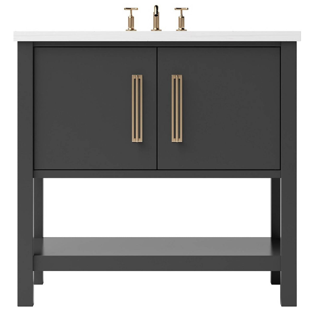 Vanderloc Kiawah Single Bath Vanity - 30&quot; - Off Black - Satin Gold - KWS1 - 30.ob.sg