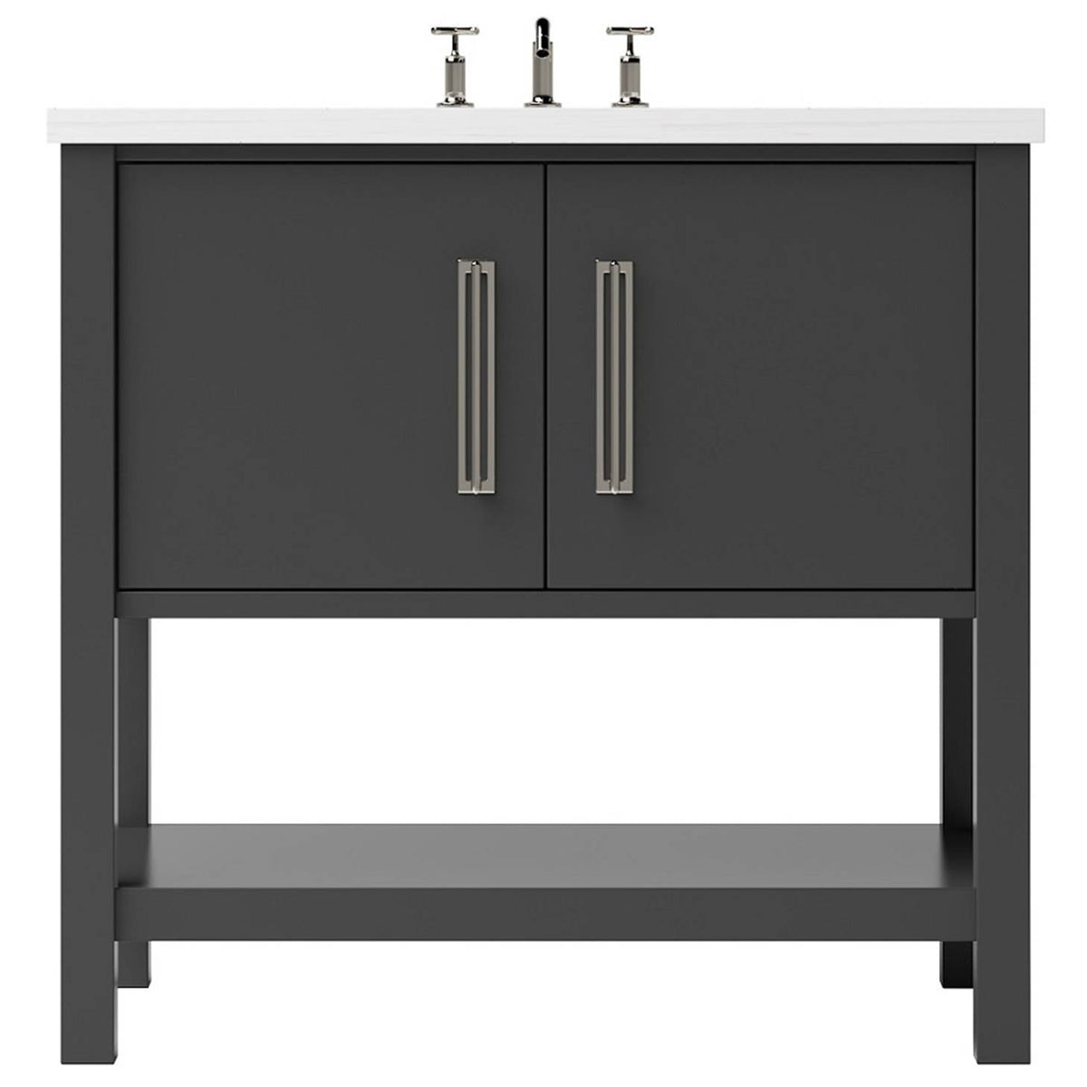 Vanderloc Kiawah Single Bath Vanity - 30&quot; - Off Black - Satin Nickel - KWS1 - 30.ob.sn