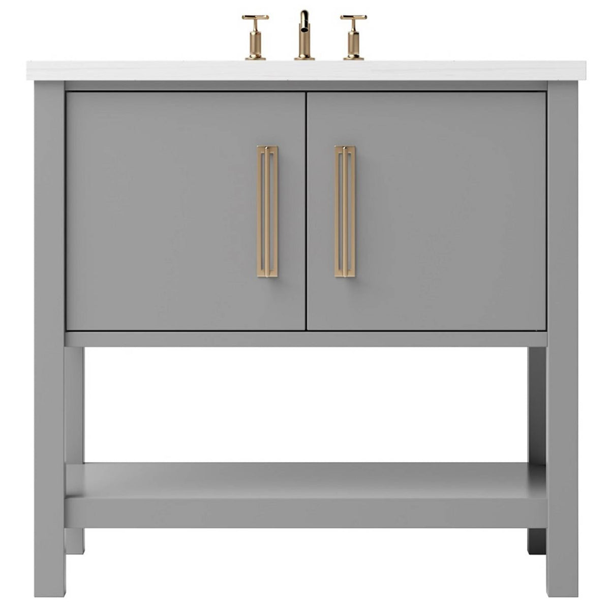 Vanderloc Kiawah Single Bath Vanity - 30&quot; - Platinum Gray - Satin Gold - KWS1 - 30.pg.sg
