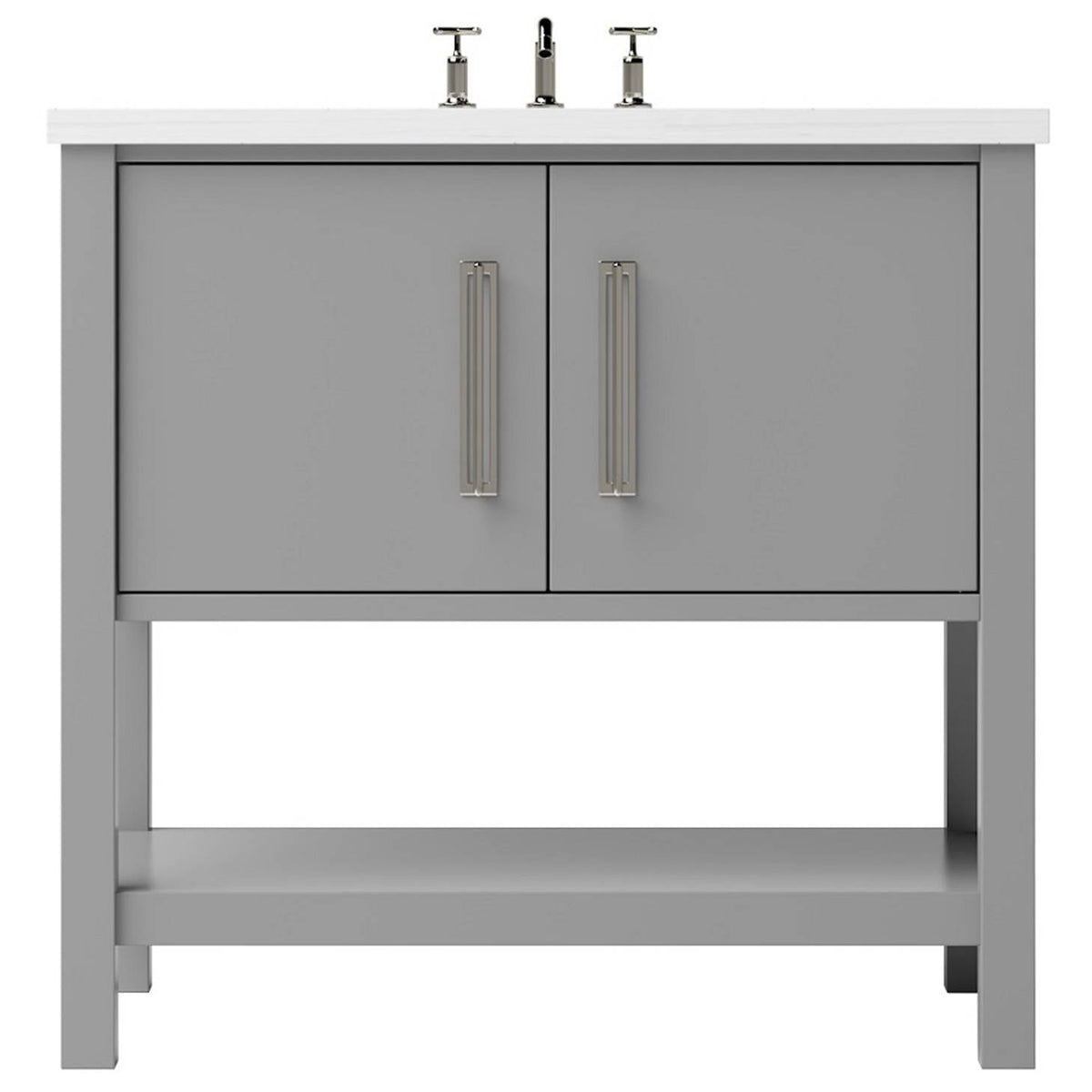 Vanderloc Kiawah Single Bath Vanity - 30&quot; - Platinum Gray - Satin Nickel - KWS1 - 30.pg.sn