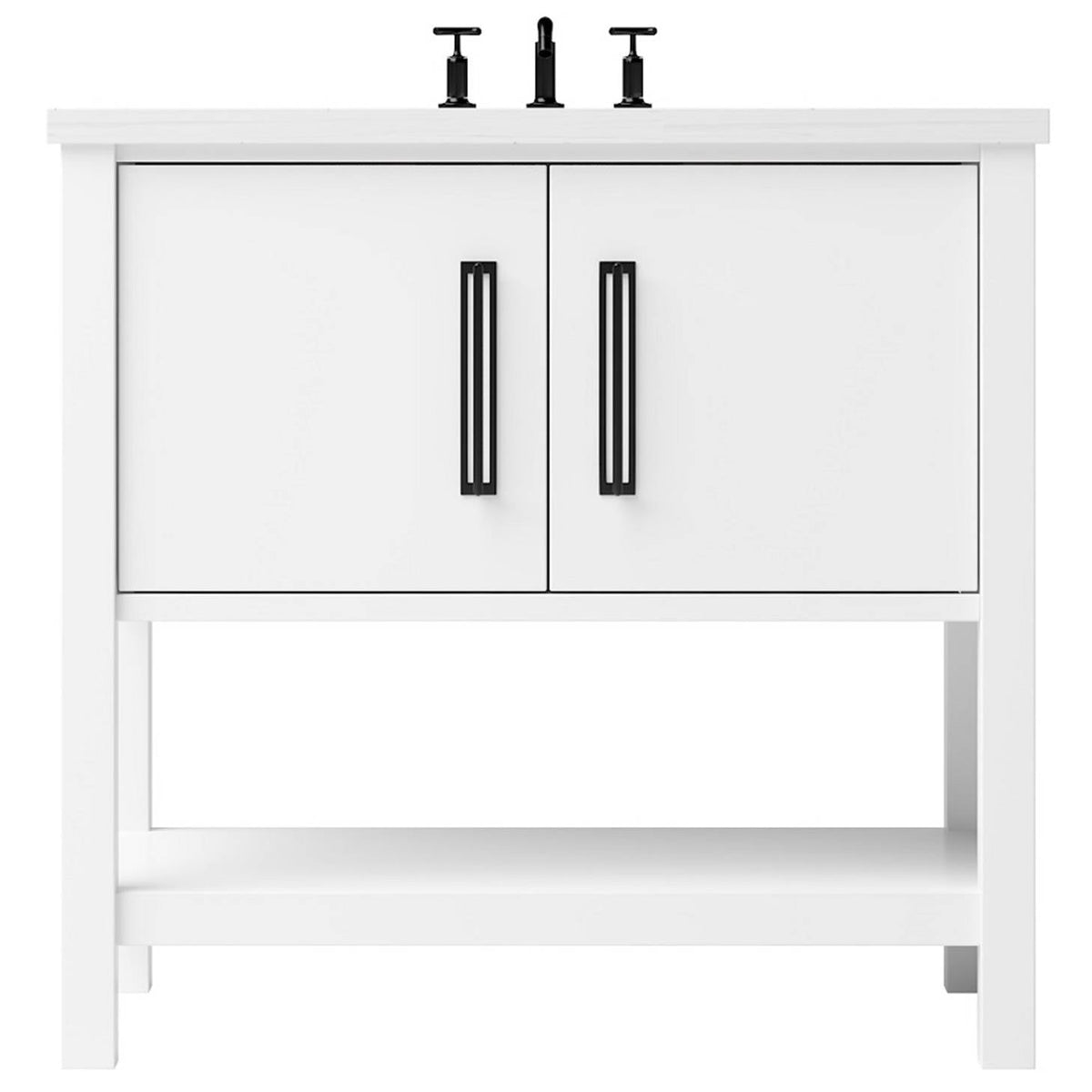 Vanderloc Kiawah Single Bath Vanity - 30&quot; - Pure White - Matte Black - KWS1 - 30.pw.mb