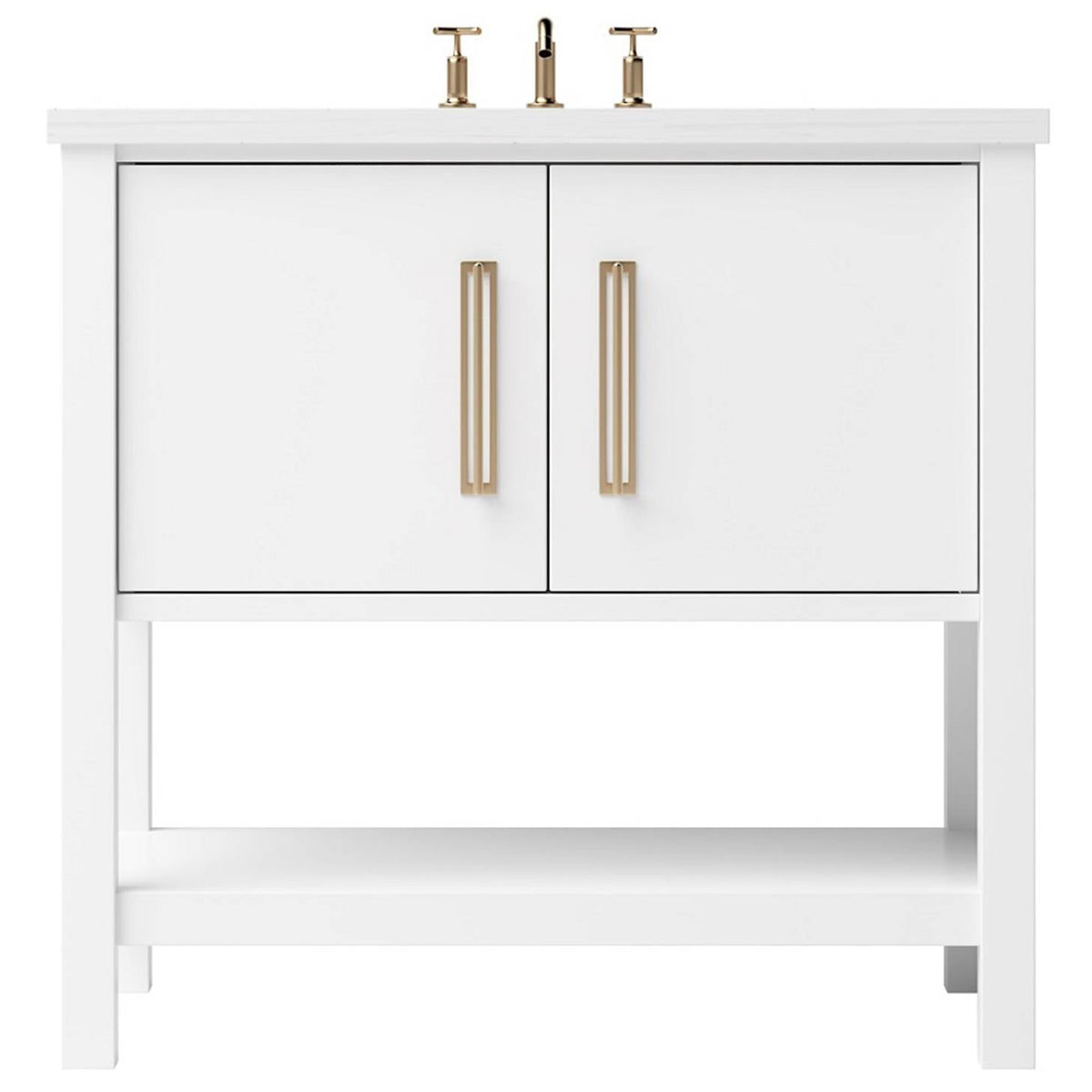 Vanderloc Kiawah Single Bath Vanity - 30&quot; - Pure White - Satin Gold - KWS1 - 30.pw.sg