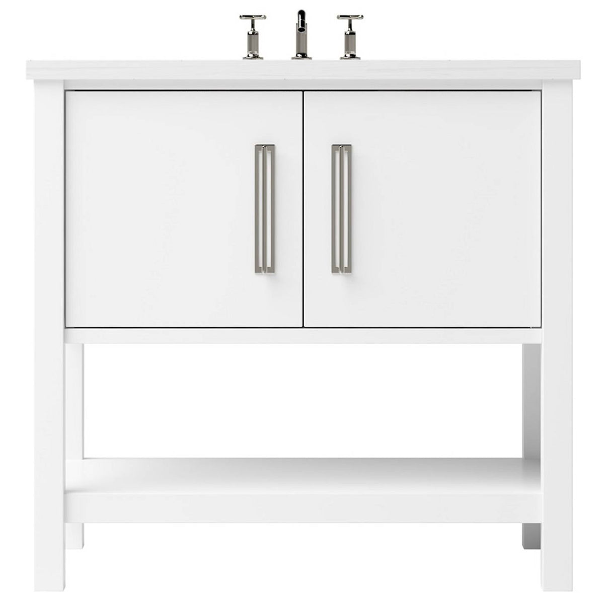 Vanderloc Kiawah Single Bath Vanity - 30&quot; - Pure White - Satin Nickel - KWS1 - 30.pw.sn