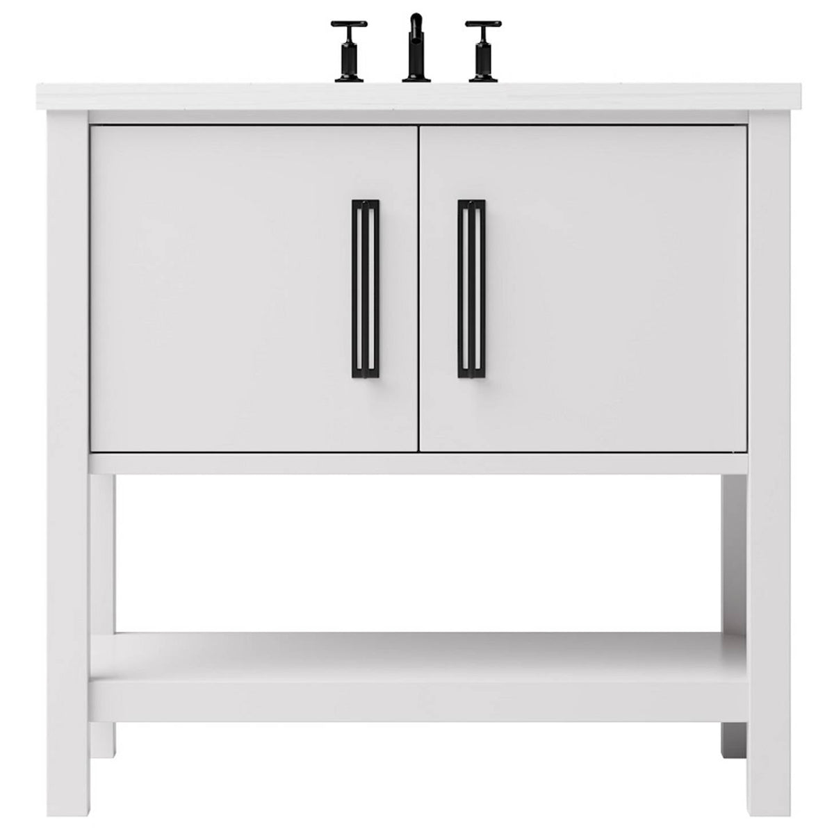 Vanderloc Kiawah Single Bath Vanity - 30&quot; - Strong White - Matte Black - KWS1 - 30.sw.mb