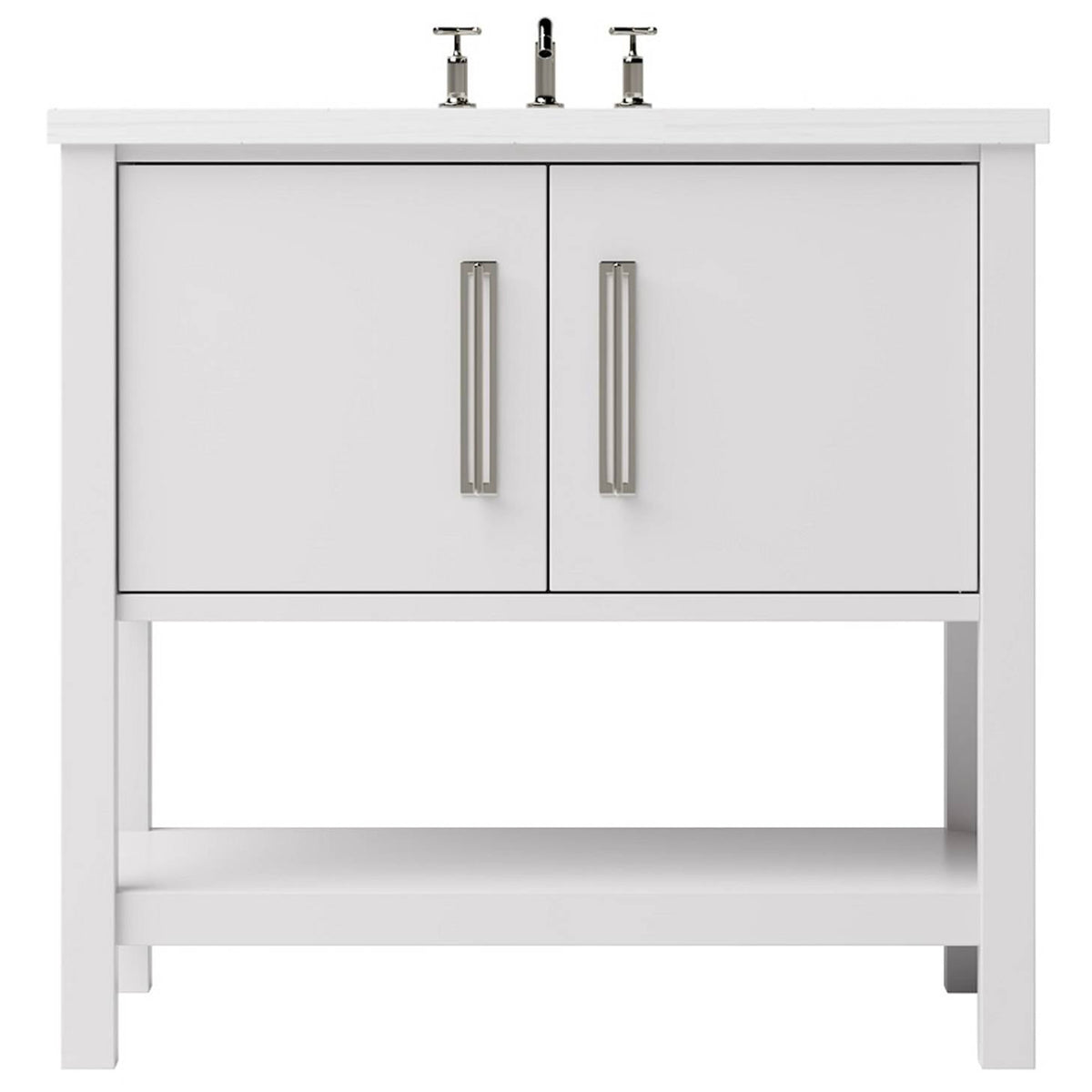 Vanderloc Kiawah Single Bath Vanity - 30&quot; - Strong White - Satin Nickel - KWS1 - 30.sw.sn