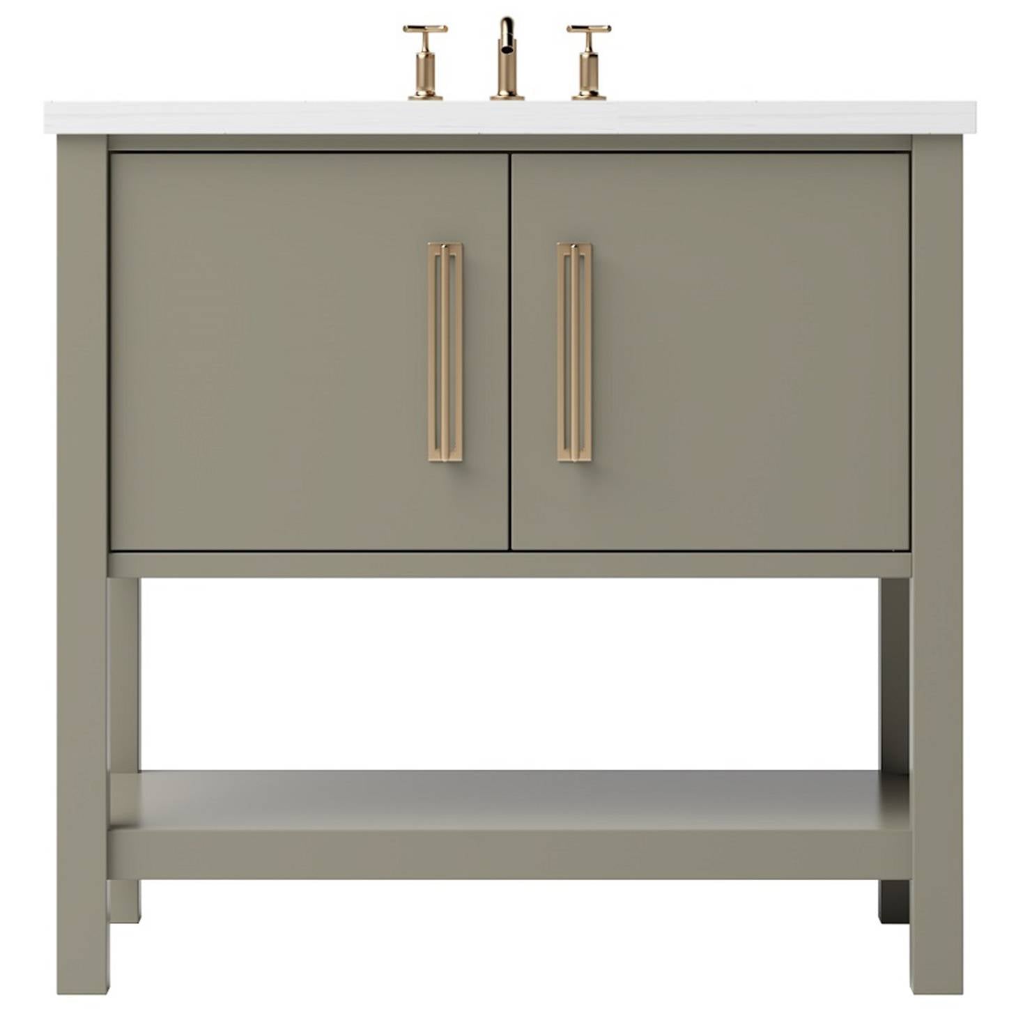Vanderloc Kiawah Single Bath Vanity – 36" – French Olive – Satin Gold