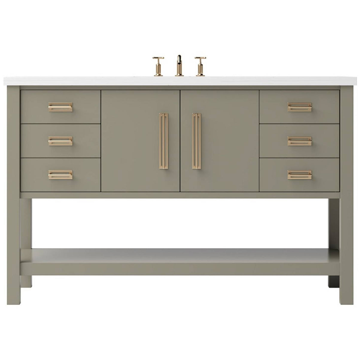 Vanderloc Kiawah Single Extra Wide Bath Vanity - 48&quot; - French Olive - Satin Gold - KWS4 - 48.fo.sg
