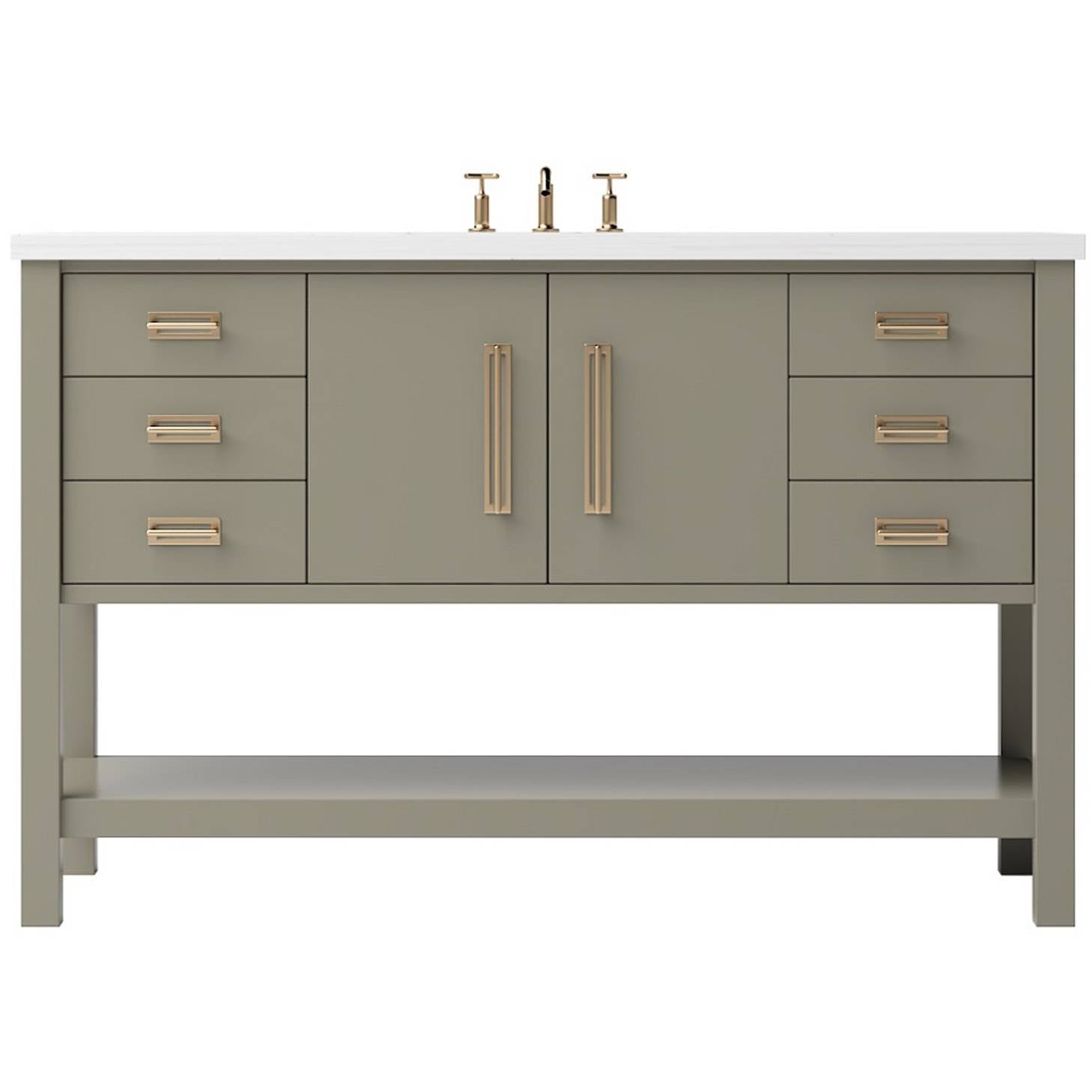 Vanderloc Kiawah Single Extra Wide Bath Vanity – 48" – French Olive – Satin Gold