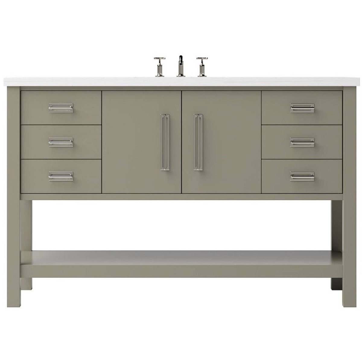 Vanderloc Kiawah Single Extra Wide Bath Vanity - 48&quot; - French Olive - Satin Nickel - KWS4 - 48.fo.sn
