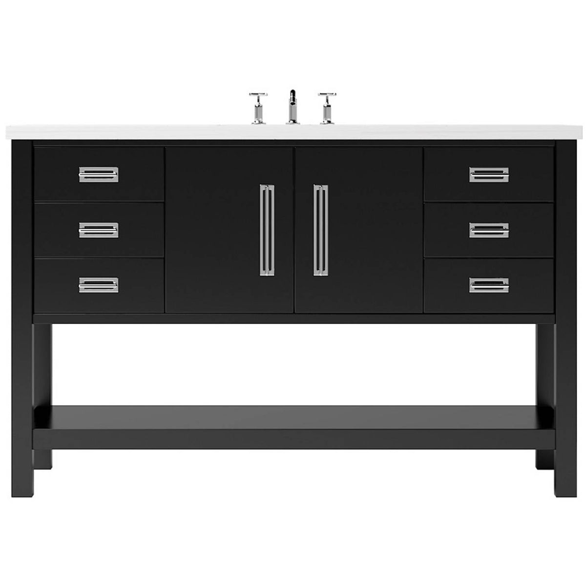 Vanderloc Kiawah Single Extra Wide Bath Vanity - 48&quot; - Noir - Polished Chrome - KWS4 - 48.no.ch