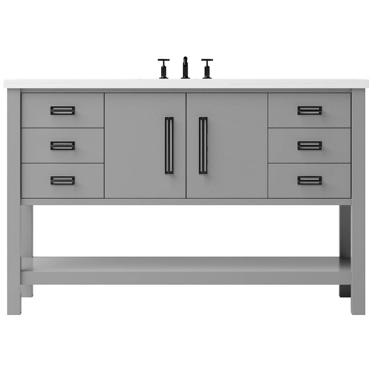 Vanderloc Kiawah Single Extra Wide Bath Vanity - 48&quot; - Platinum Gray - Matte Black - KWS4 - 48.pg.mb