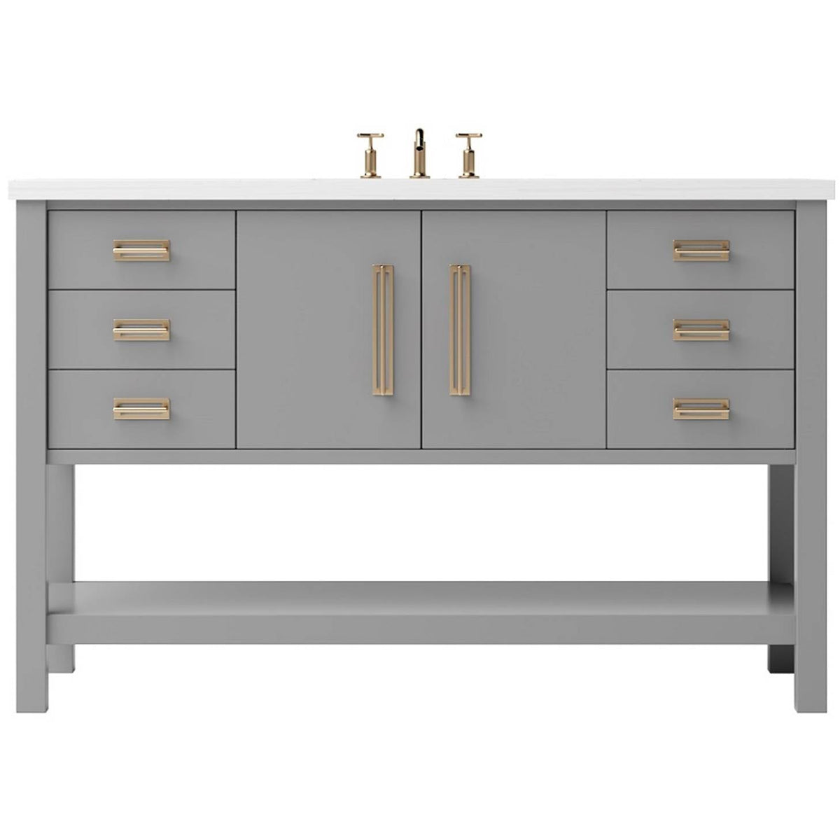 Vanderloc Kiawah Single Extra Wide Bath Vanity - 48&quot; - Platinum Gray - Satin Gold - KWS4 - 48.pg.sg