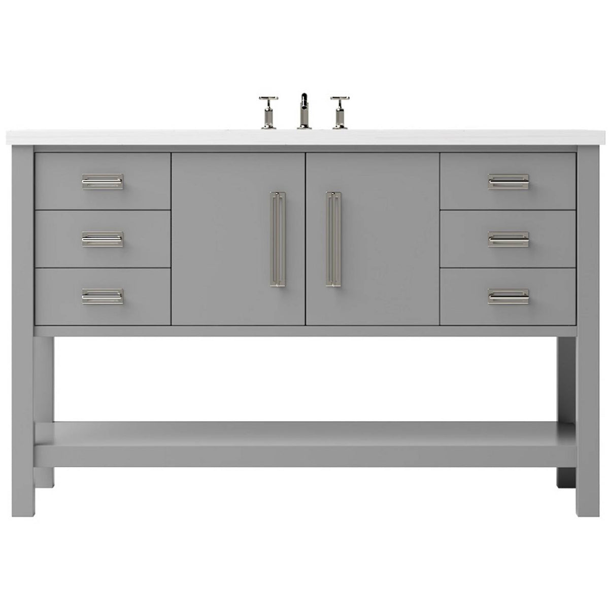Vanderloc Kiawah Single Extra Wide Bath Vanity - 48&quot; - Platinum Gray - Satin Nickel - KWS4 - 48.pg.sn