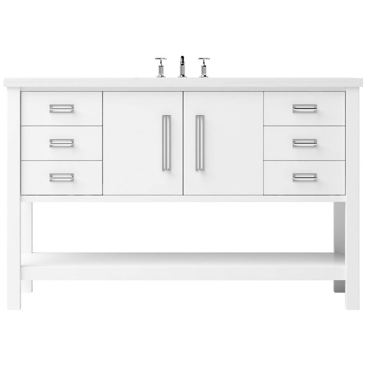 Vanderloc Kiawah Single Extra Wide Bath Vanity - 48&quot; - Pure White - Polished Chrome - KWS4 - 48.pw.ch