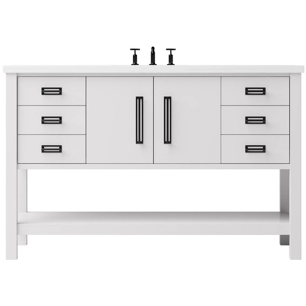 Vanderloc Kiawah Single Extra Wide Bath Vanity - 48&quot; - Strong White - Matte Black - KWS4 - 48.sw.mb