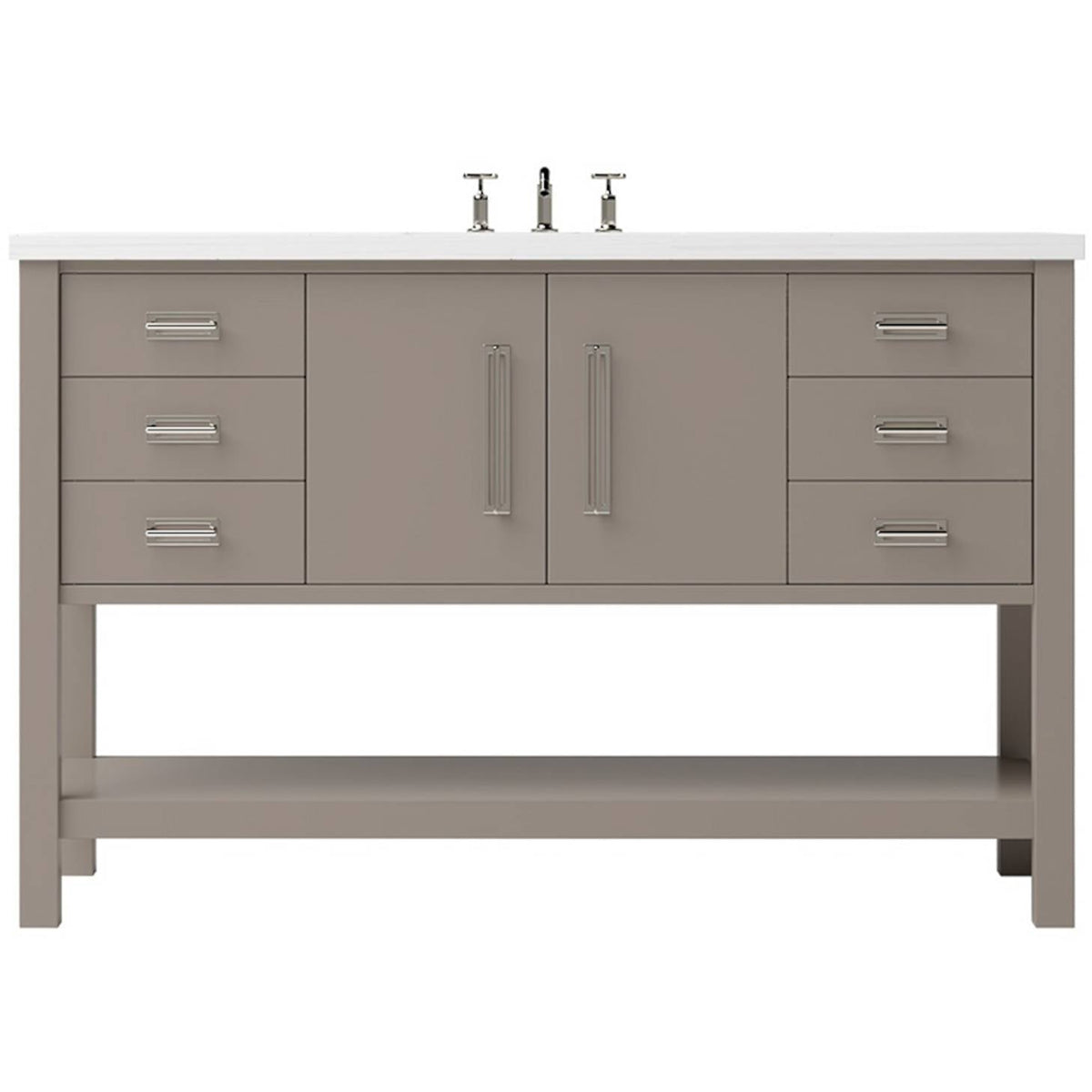 Vanderloc Kiawah Single Extra Wide Bath Vanity - 48&quot; - Taos Taupe - Satin Nickel - KWS4 - 48.tt.sn