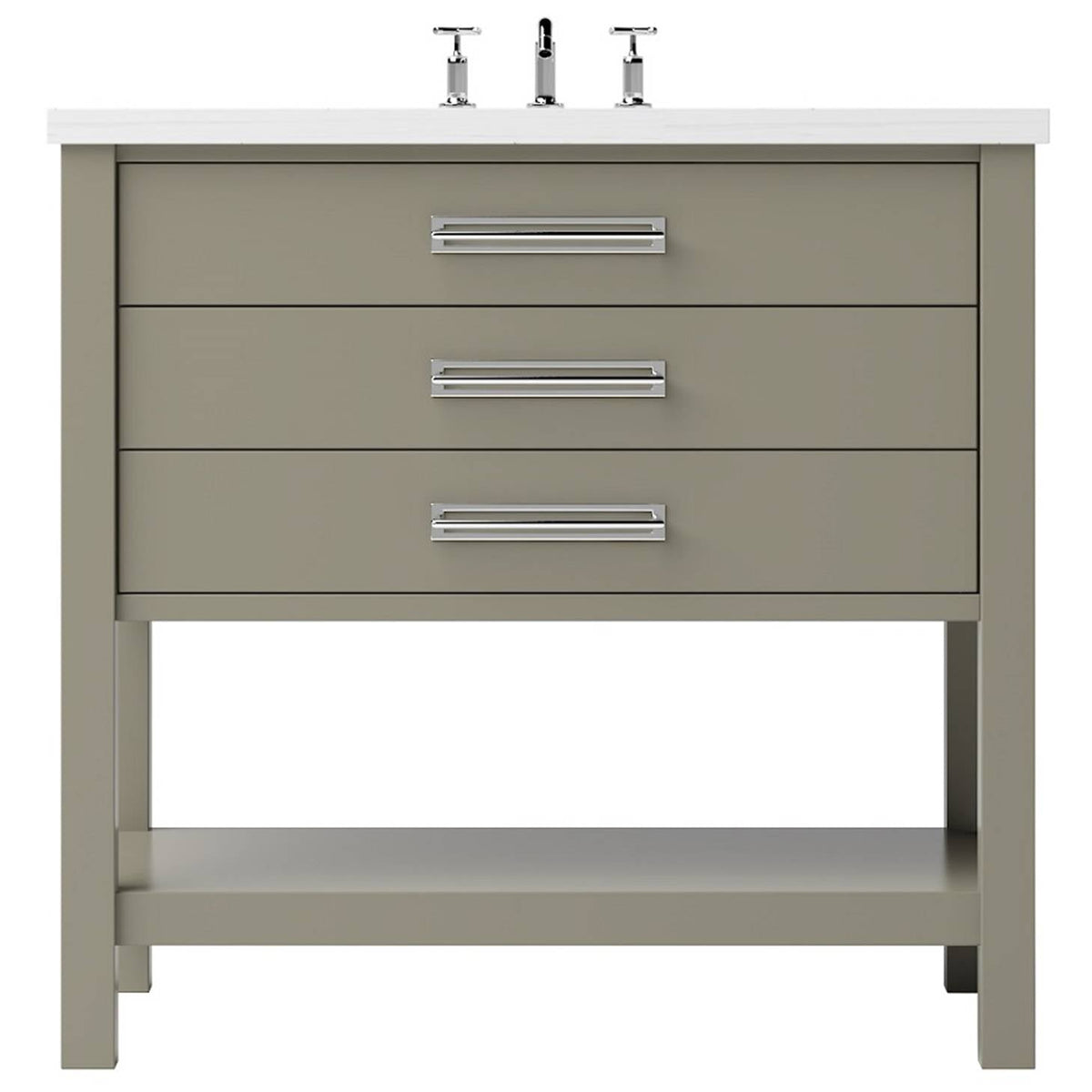 Vanderloc Kiawah Three - Drawer Single Bath Vanity - 36&quot; - French Olive - Polished Chrome - KWS3 - 36.fo.ch