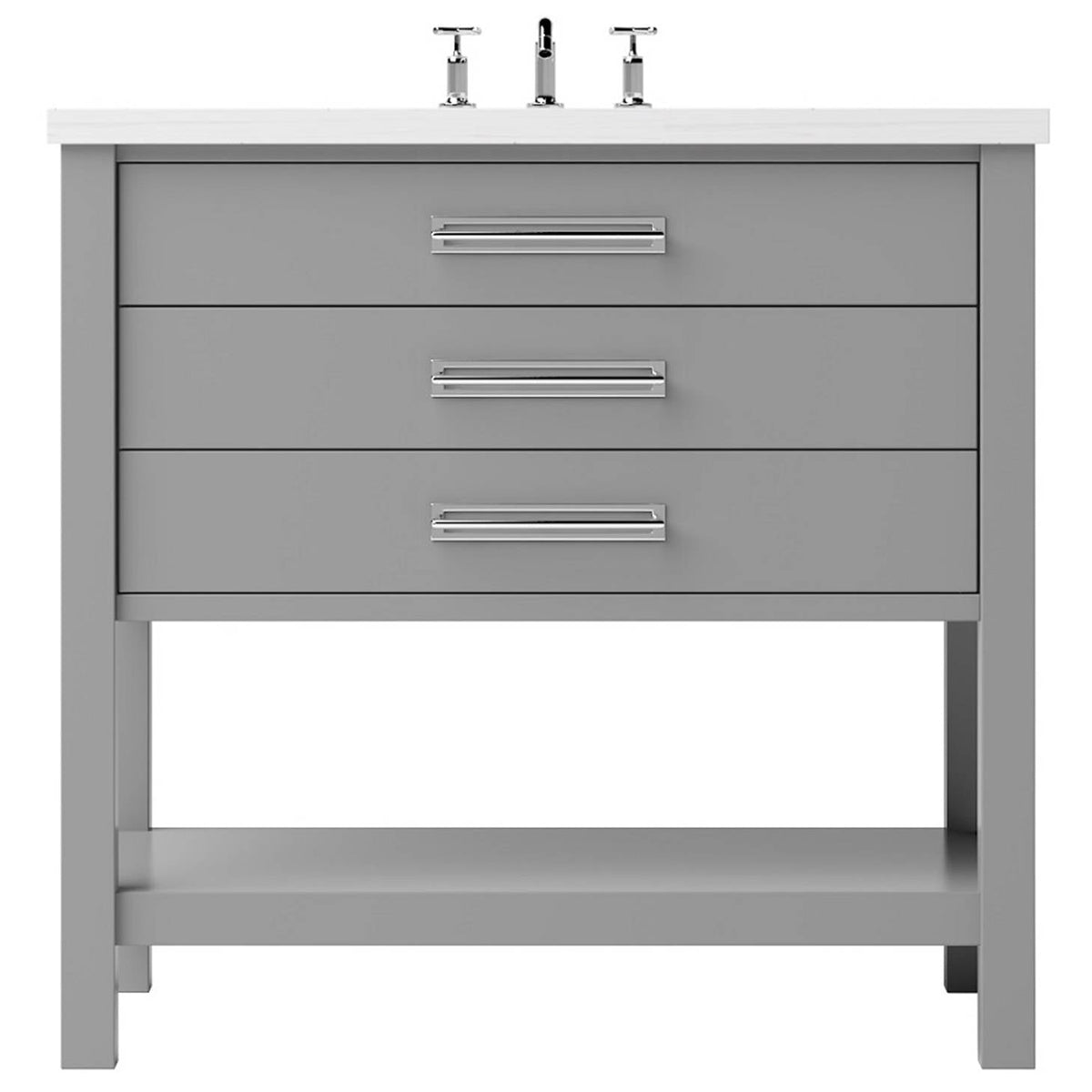 Vanderloc Kiawah Three - Drawer Single Bath Vanity - 36&quot; - Platinum Gray - Polished Chrome - KWS3 - 36.pg.ch