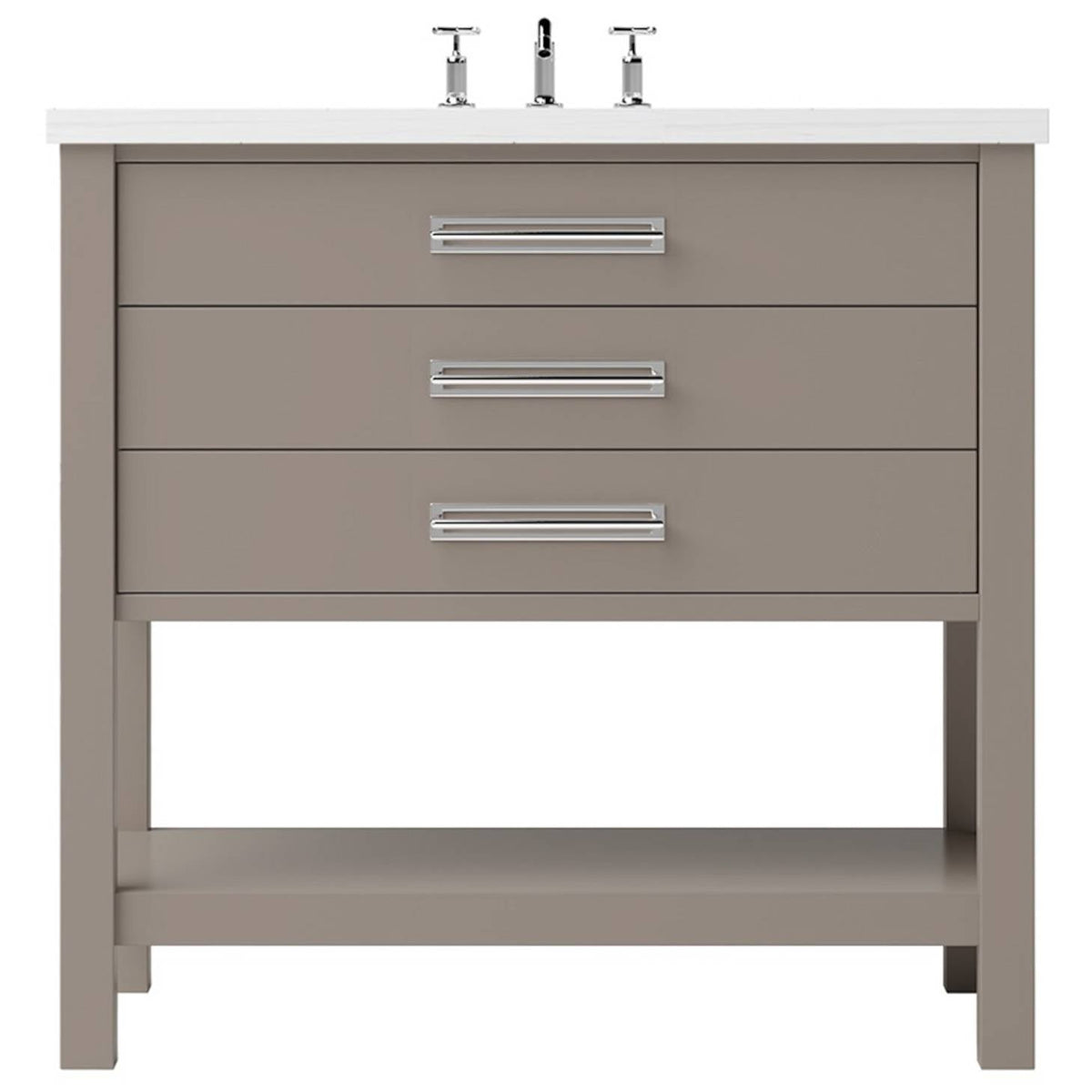 Vanderloc Kiawah Three - Drawer Single Bath Vanity - 36&quot; - Taos Taupe - Polished Chrome - KWS3 - 36.tt.ch