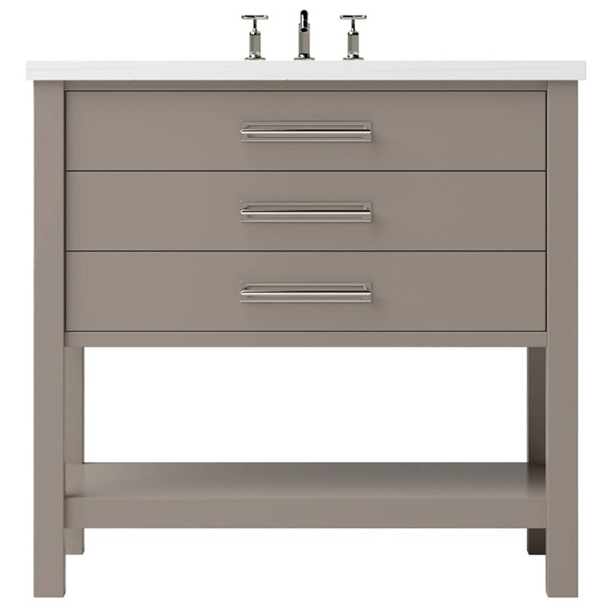Vanderloc Kiawah Three - Drawer Single Bath Vanity - 36&quot; - Taos Taupe - Satin Nickel - KWS3 - 36.tt.sn