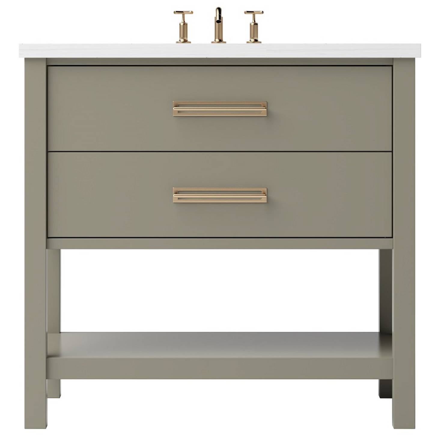 Vanderloc Kiawah Two - Drawer Single Bath Vanity – 30" – French Olive – Satin Gold