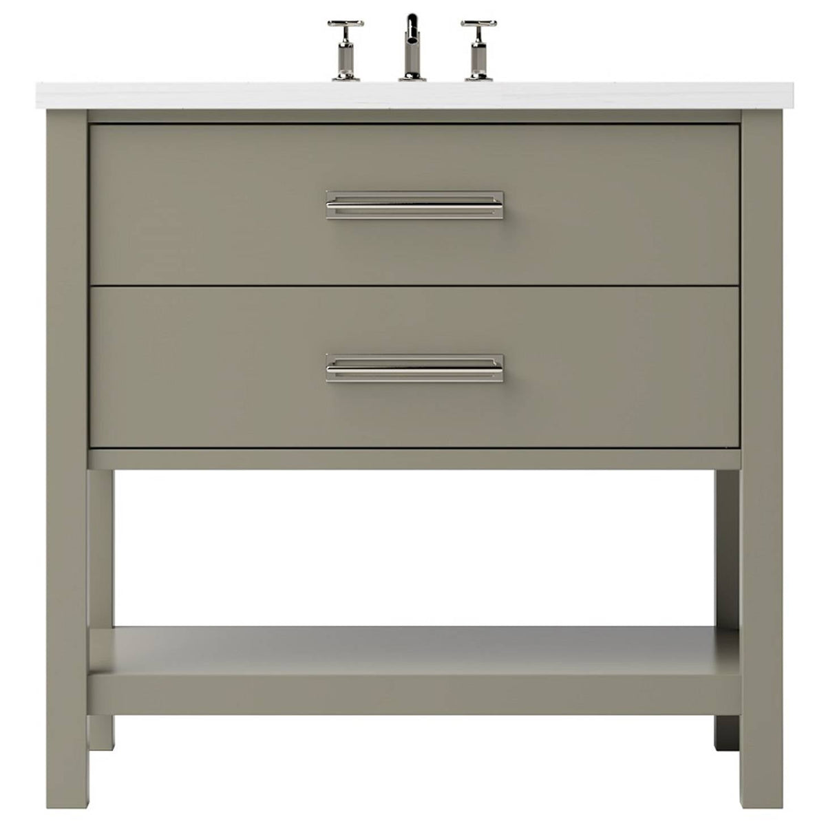 Vanderloc Kiawah Two - Drawer Single Bath Vanity - 36&quot; - French Olive - Satin Nickel - KWS2 - 36.fo.sn