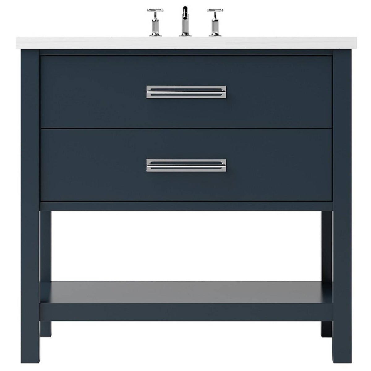 Vanderloc Kiawah Two - Drawer Single Bath Vanity - 36&quot; - Hague Blue - Polished Chrome - KWS2 - 36.hb.ch