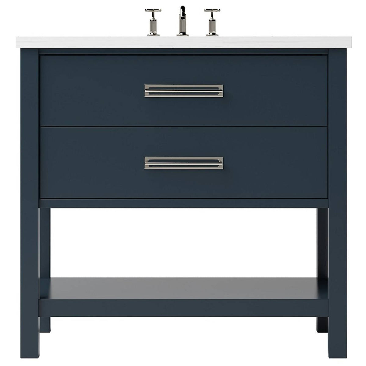 Vanderloc Kiawah Two - Drawer Single Bath Vanity - 36&quot; - Hague Blue - Satin Nickel - KWS2 - 36.hb.sn