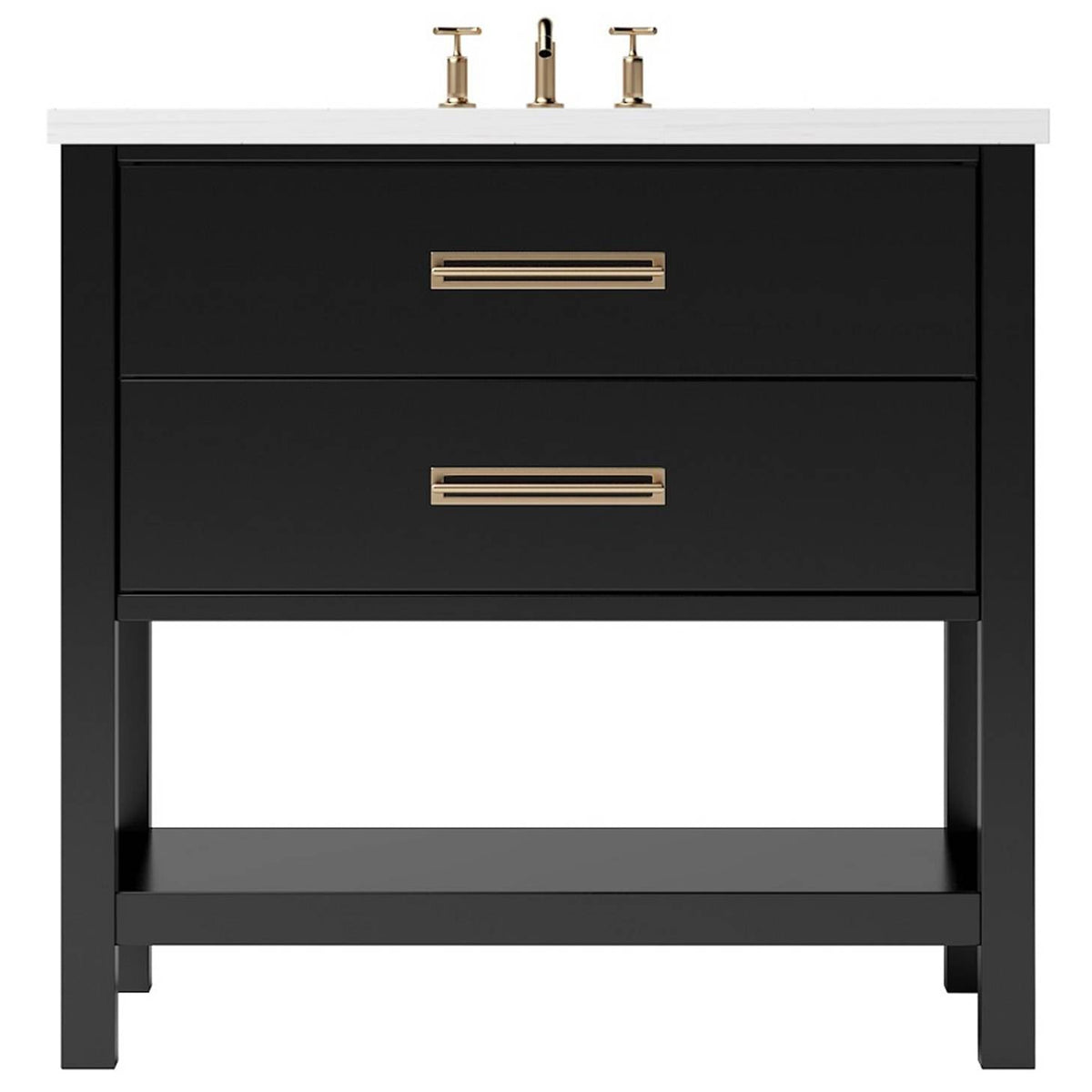 Vanderloc Kiawah Two - Drawer Single Bath Vanity - 36&quot; - Noir - Satin Gold - KWS2 - 36.no.sg
