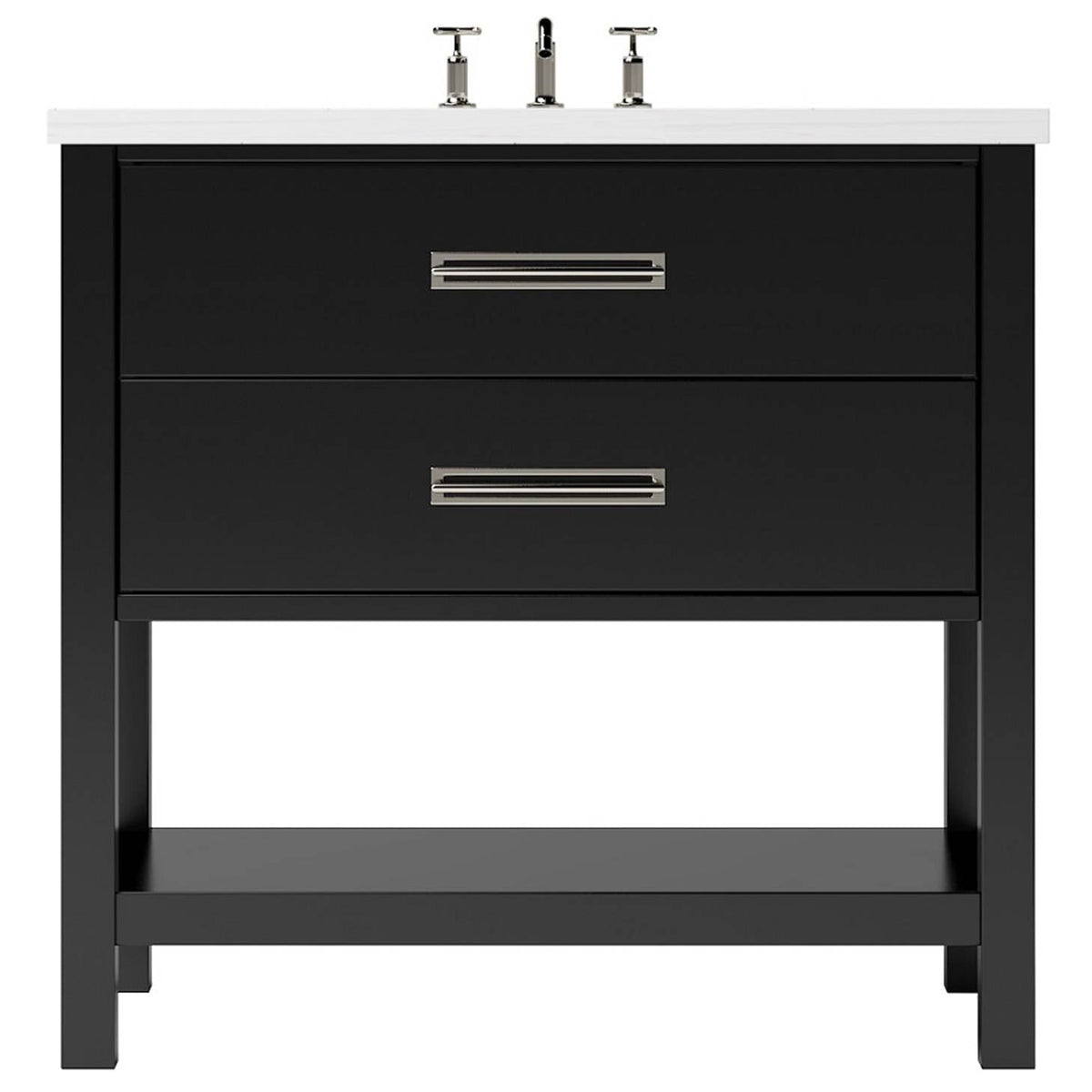 Vanderloc Kiawah Two - Drawer Single Bath Vanity - 36&quot; - Noir - Satin Nickel - KWS2 - 36.no.sn