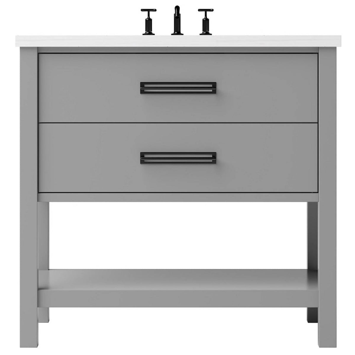 Vanderloc Kiawah Two - Drawer Single Bath Vanity - 36&quot; - Platinum Gray - Matte Black - KWS2 - 36.pg.mb