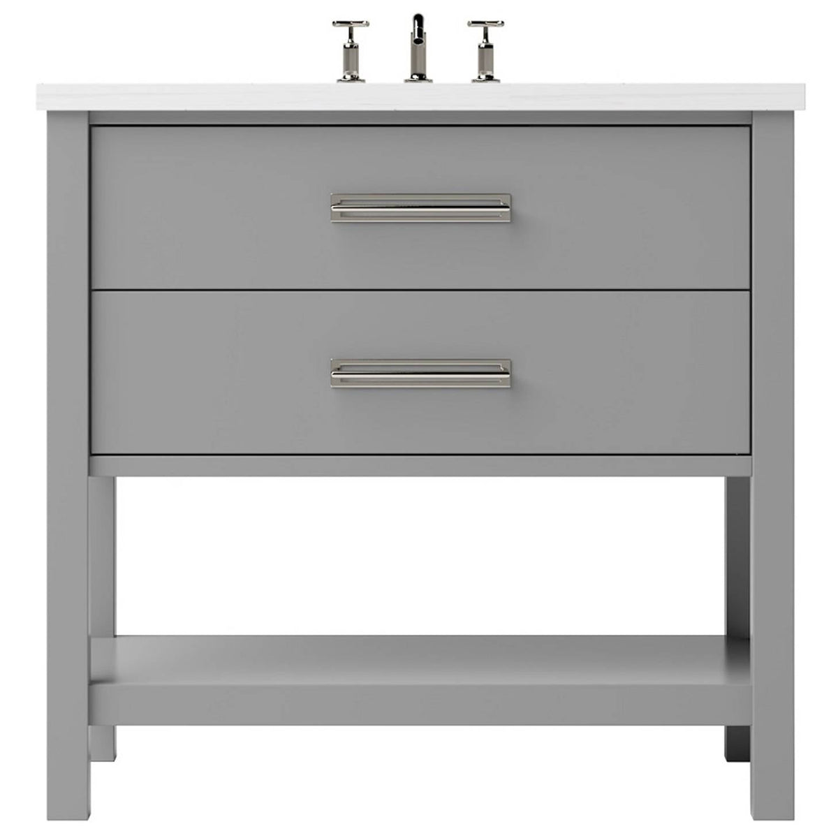 Vanderloc Kiawah Two - Drawer Single Bath Vanity - 36&quot; - Platinum Gray - Satin Nickel - KWS2 - 36.pg.sn