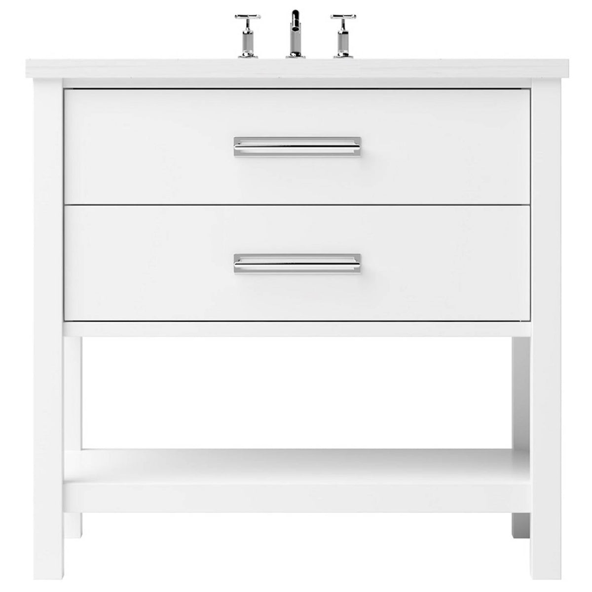 Vanderloc Kiawah Two - Drawer Single Bath Vanity - 36&quot; - Pure White - Polished Chrome - KWS2 - 36.pw.ch