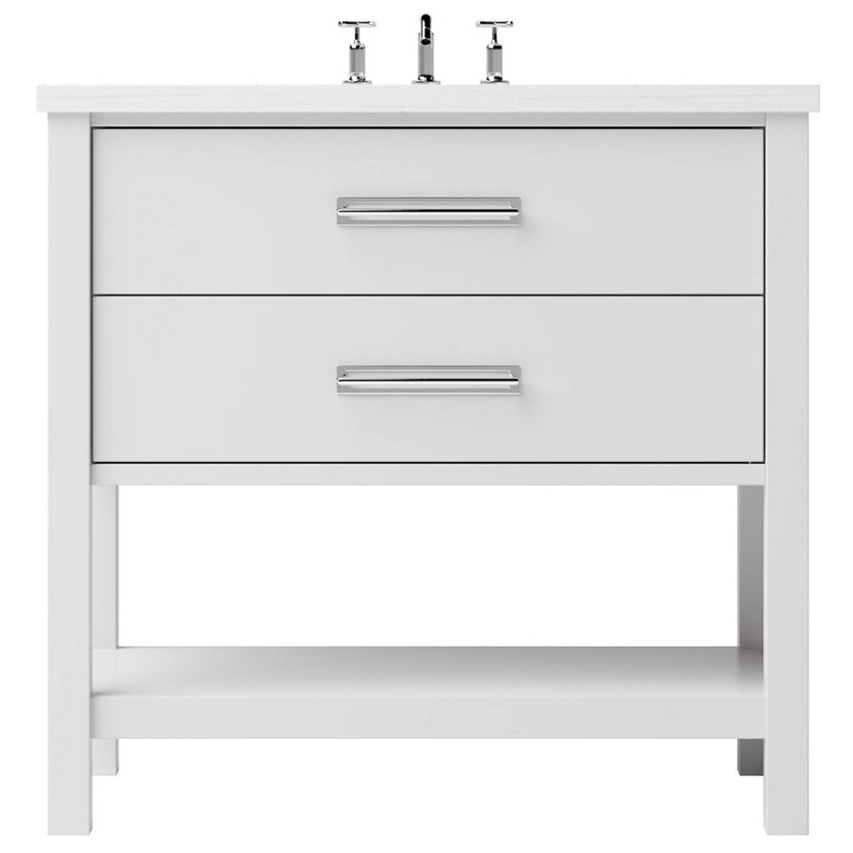Vanderloc Kiawah Two - Drawer Single Bath Vanity - 36&quot; - Strong White - Polished Chrome - KWS2 - 36.sw.ch