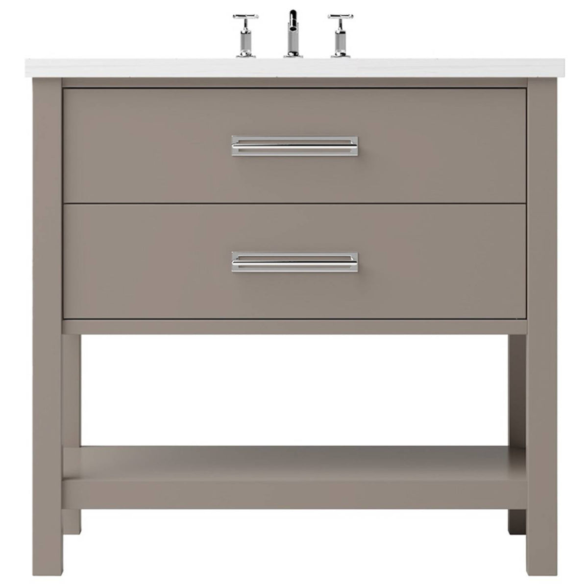 Vanderloc Kiawah Two - Drawer Single Bath Vanity - 36&quot; - Taos Taupe - Polished Chrome - KWS2 - 36.tt.ch