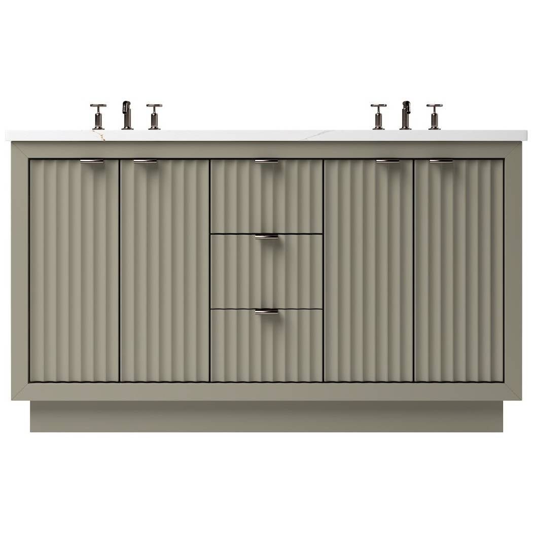 Vanderloc LeCrieú Double Bath Vanity - 60&quot; - French Olive - Champagne Bronze - LCD5 - 60.fo.br