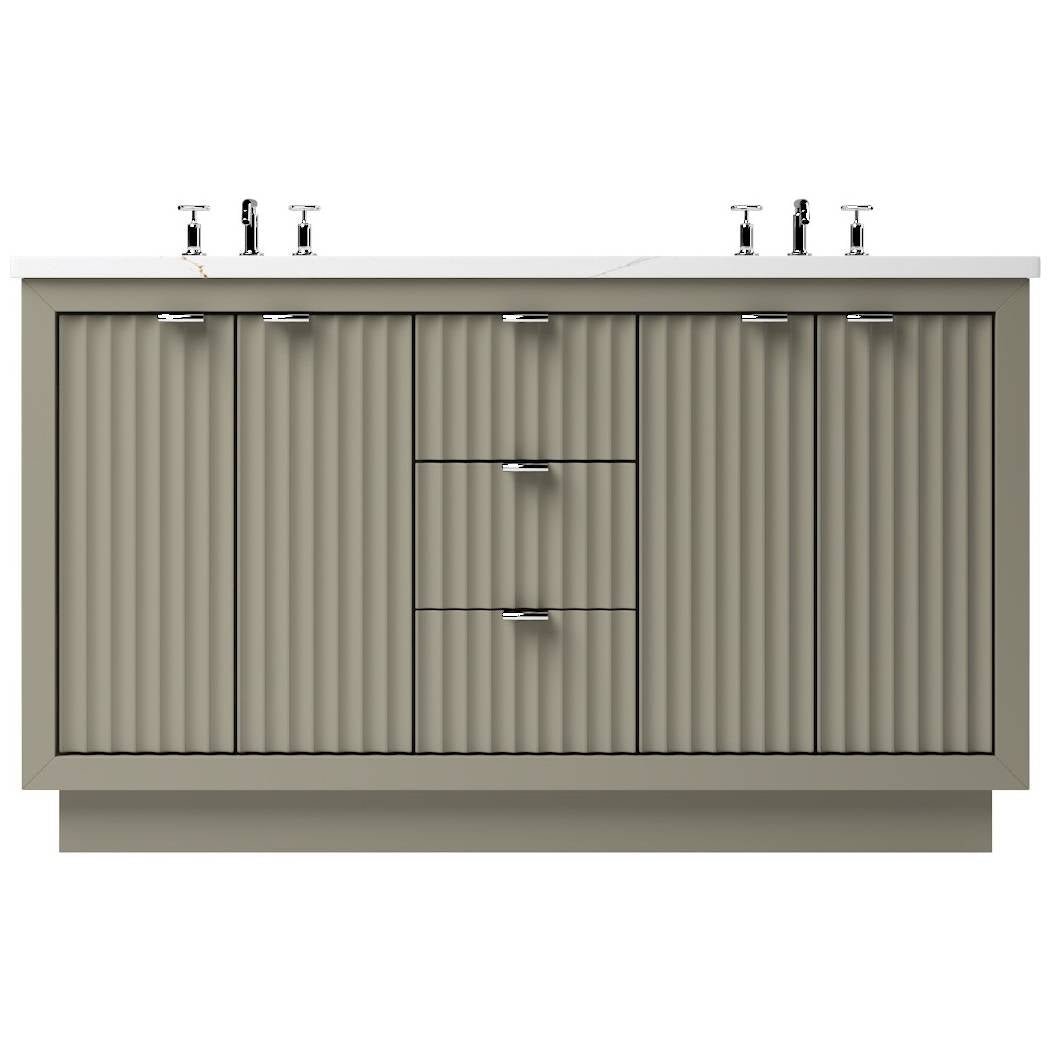 Vanderloc LeCrieú Double Bath Vanity - 60&quot; - French Olive - Polished Chrome - LCD5 - 60.fo.ch