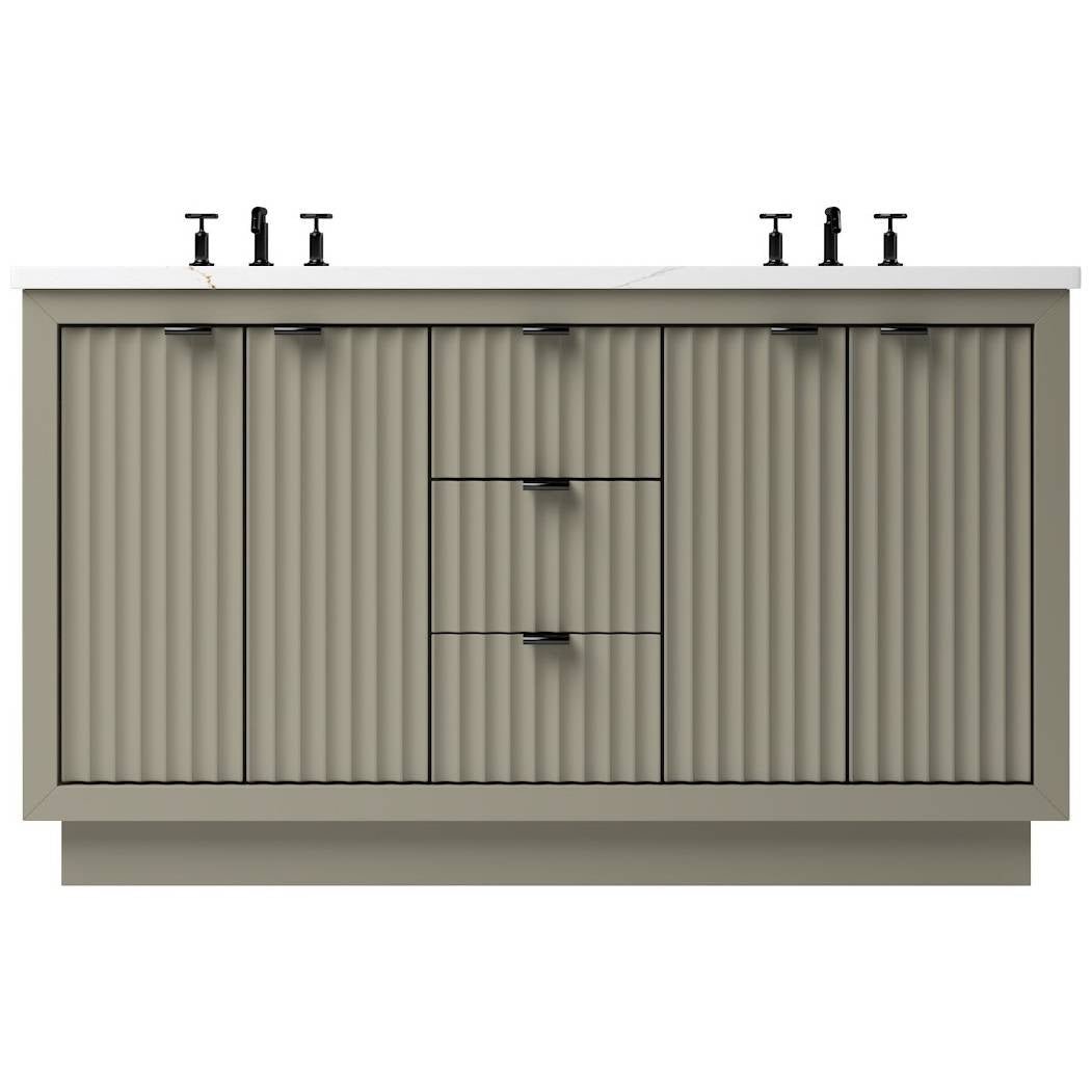 Vanderloc LeCrieú Double Bath Vanity - 60&quot; - French Olive - Matte Black - LCD5 - 60.fo.mb