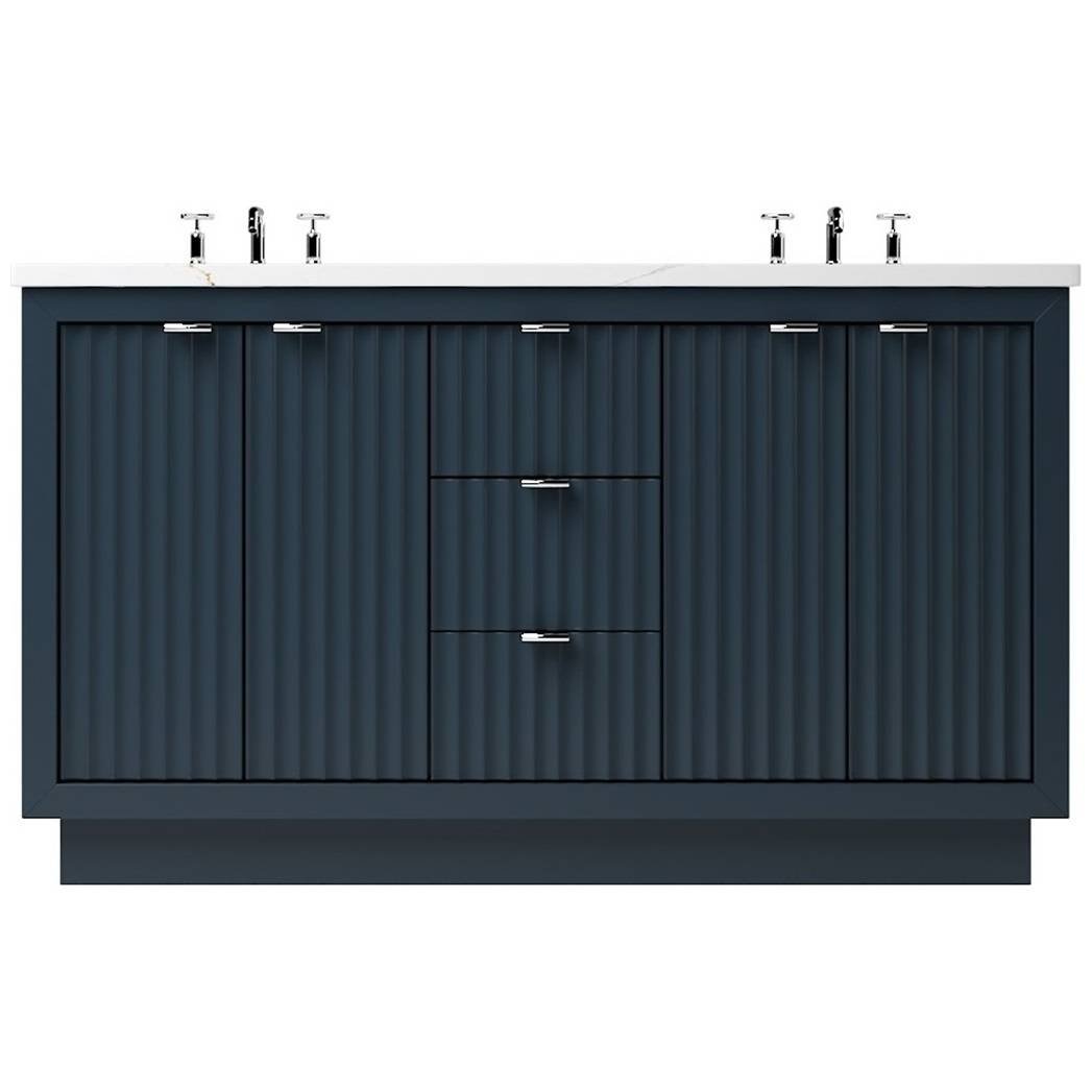 Vanderloc LeCrieú Double Bath Vanity - 60&quot; - Hague Blue - Polished Chrome - LCD5 - 60.hb.ch