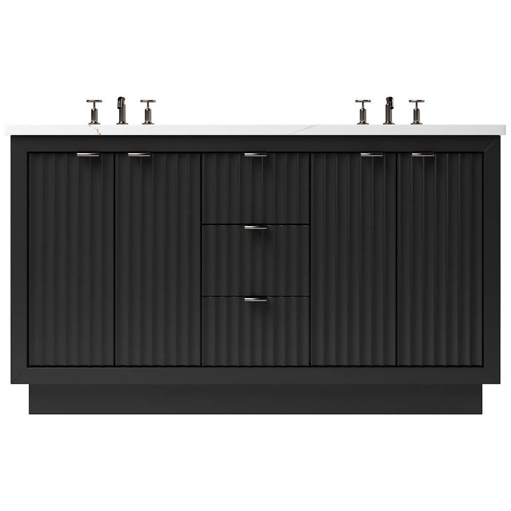 Vanderloc LeCrieú Double Bath Vanity - 60&quot; - Noir - Champagne Bronze - LCD5 - 60.no.br