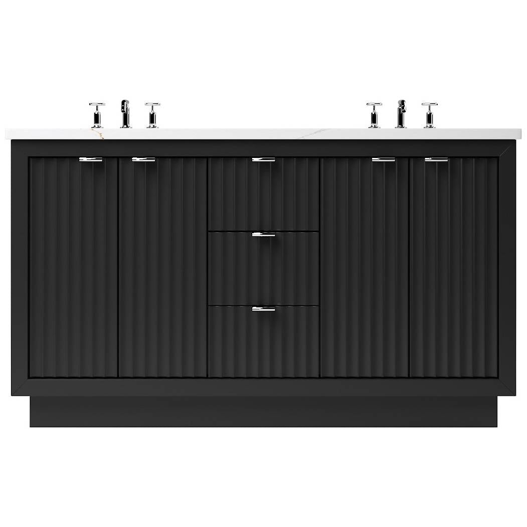 Vanderloc LeCrieú Double Bath Vanity - 60&quot; - Noir - Polished Chrome - LCD5 - 60.no.ch