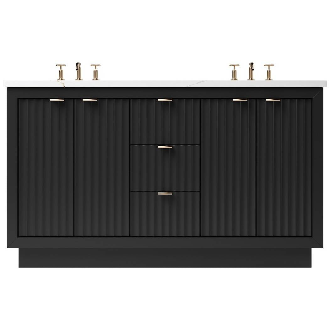 Vanderloc LeCrieú Double Bath Vanity - 60&quot; - Noir - Rose Gold - LCD5 - 60.no.rg