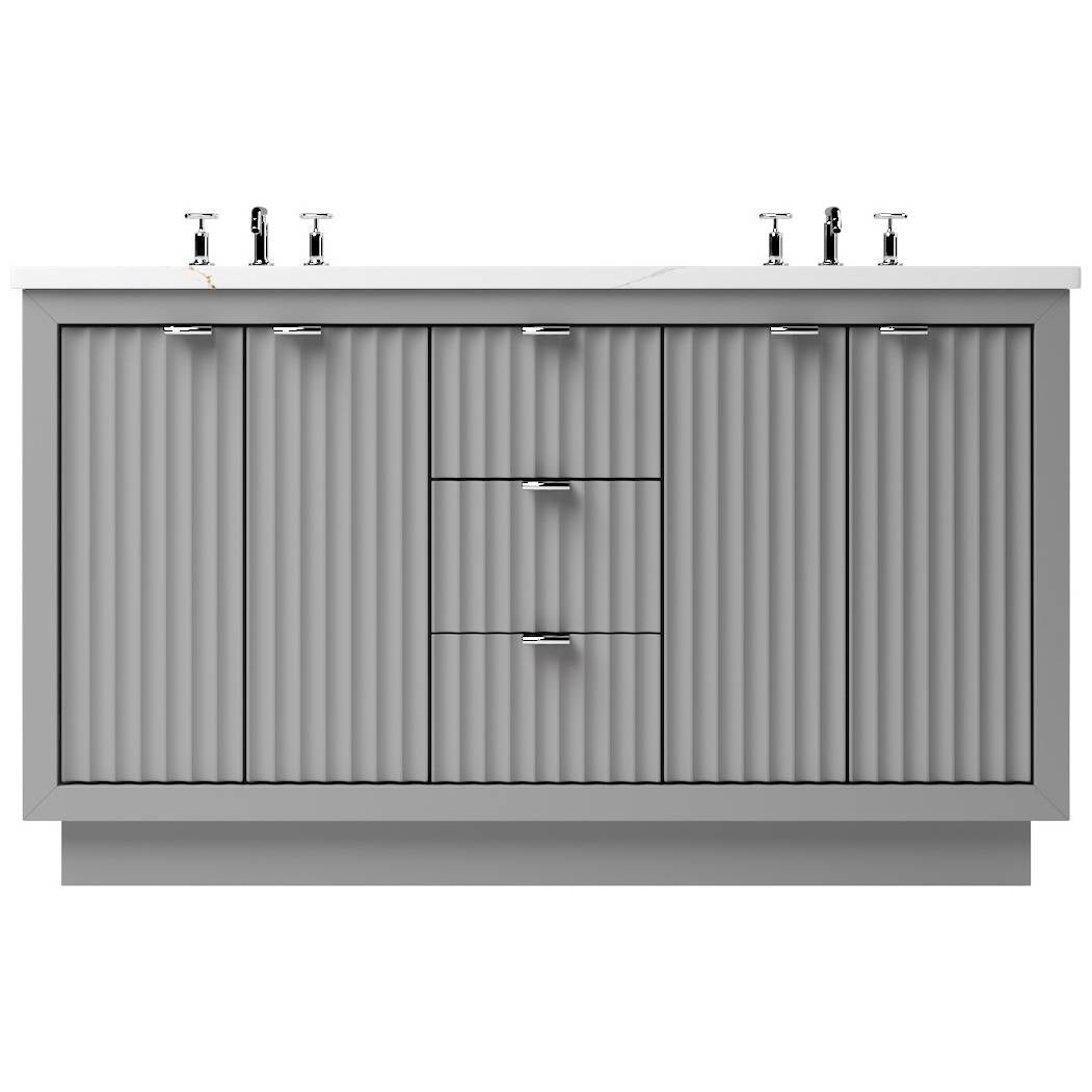 Vanderloc LeCrieú Double Bath Vanity - 60&quot; - Platinum Gray - Polished Chrome - LCD5 - 60.pg.ch